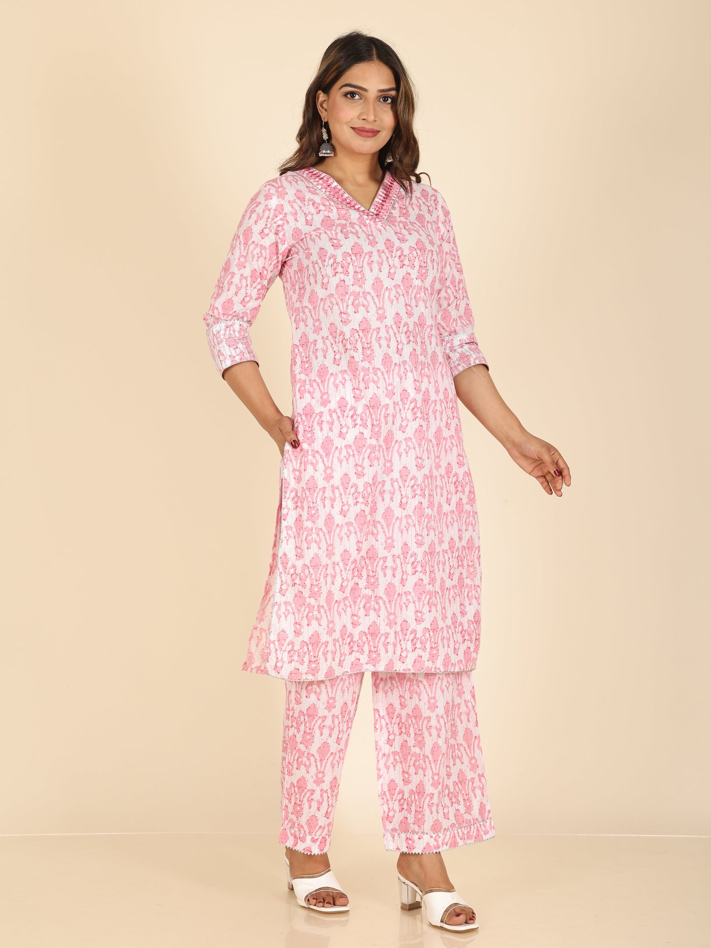 Lurex Cotton Ikat Kurta