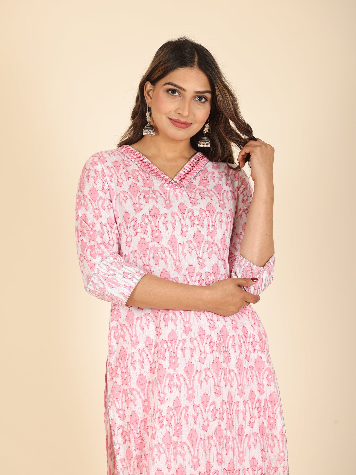 Lurex Cotton Ikat Kurta