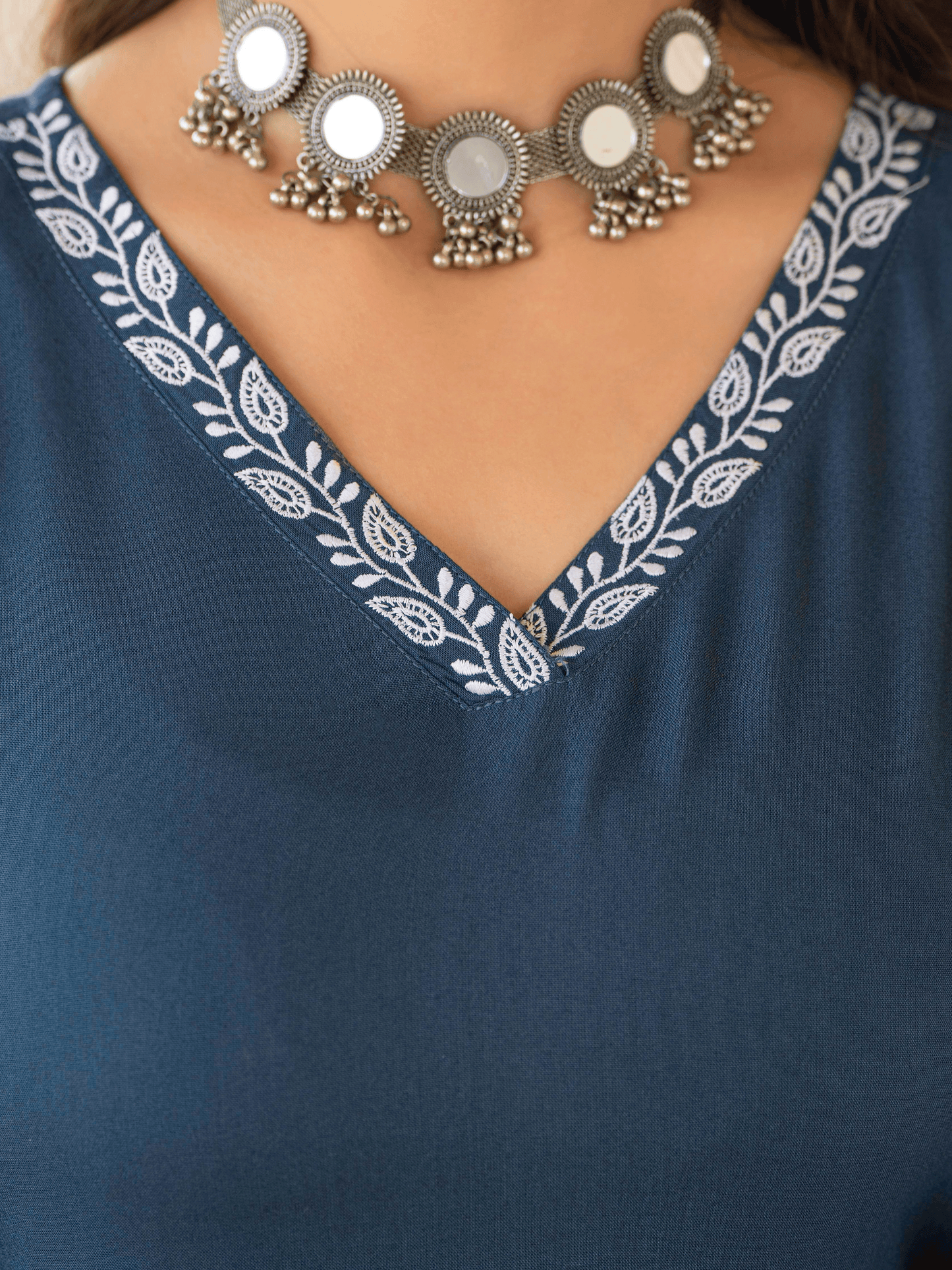 Viscose Solid Straight Blue Kurta