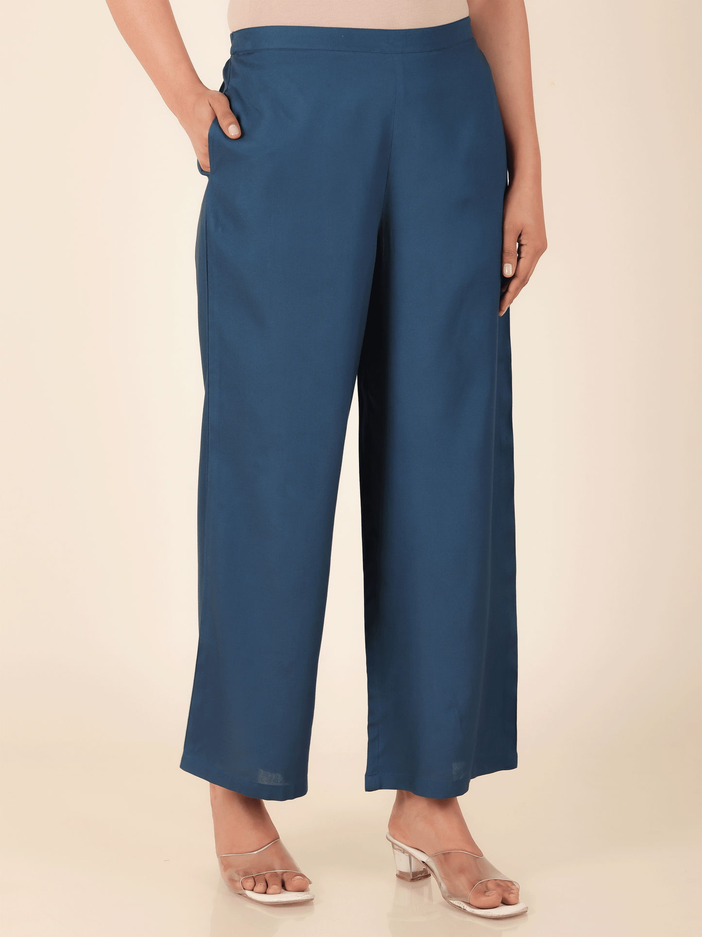 Viscose Solid Pathani Blue Kurta