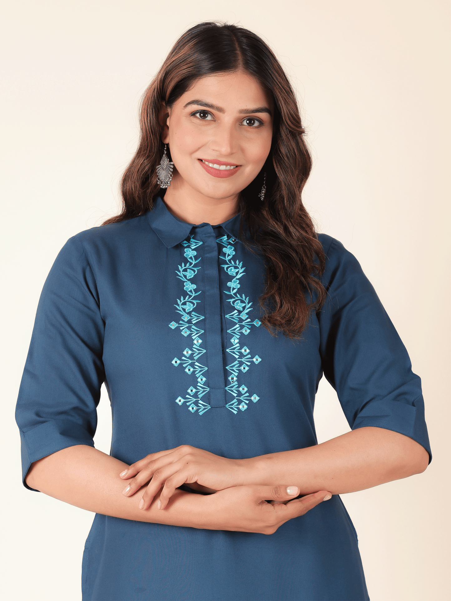Viscose Solid Pathani Blue Kurta