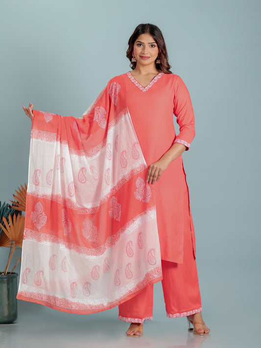 Cotton Voile Paisley Orange Dupatta