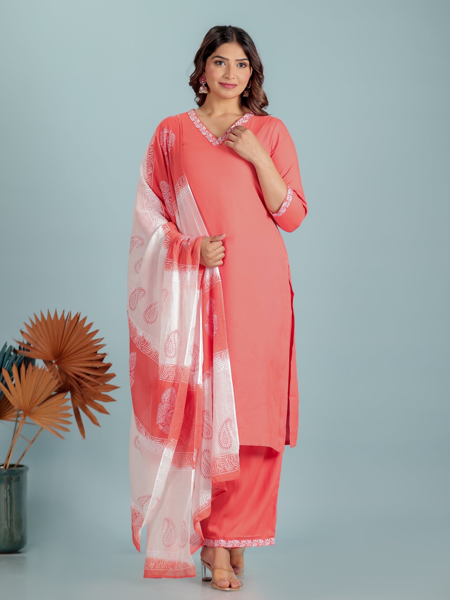 Cotton Voile Paisley Orange Dupatta