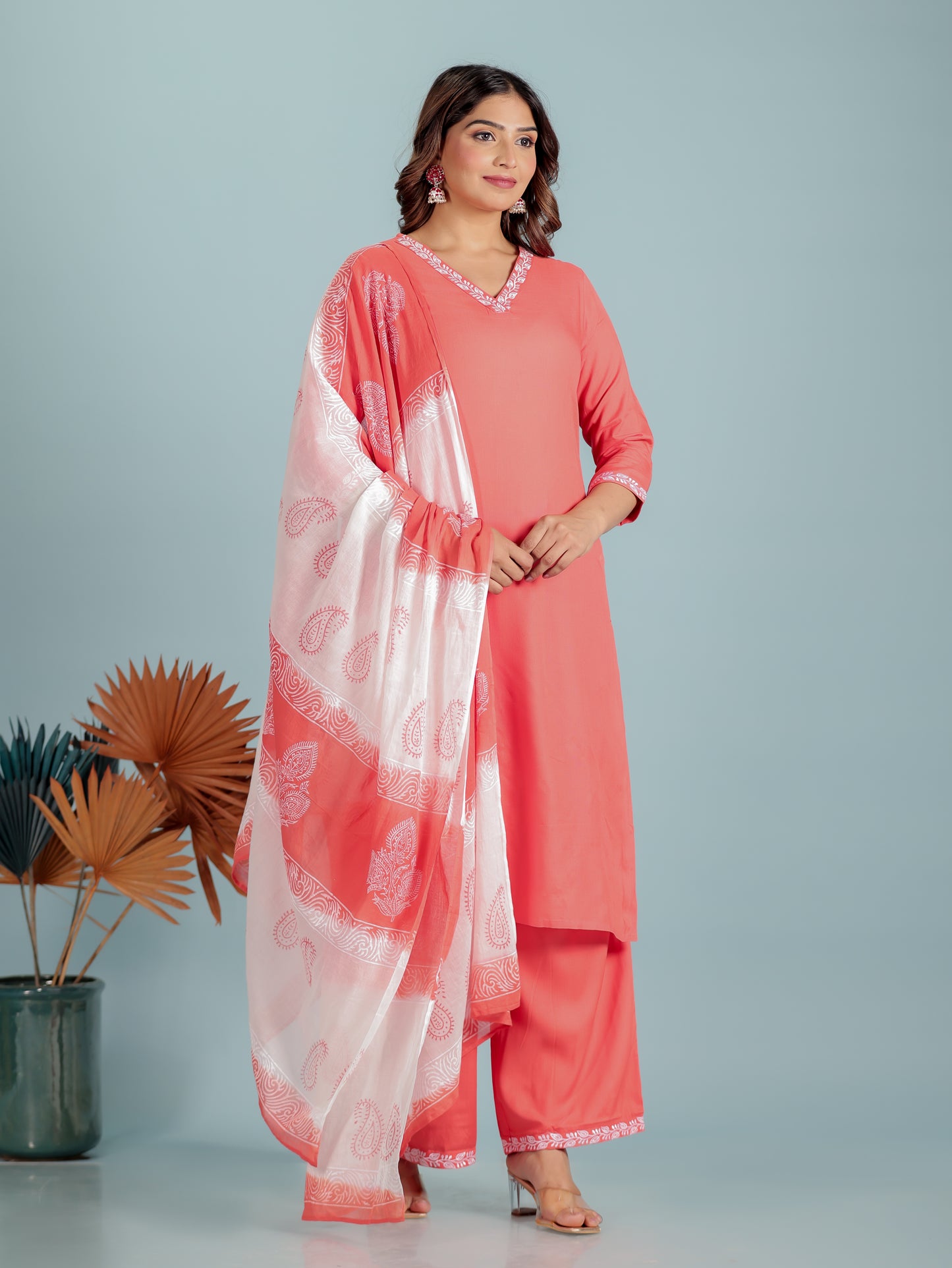 Cotton Voile Paisley Orange Dupatta