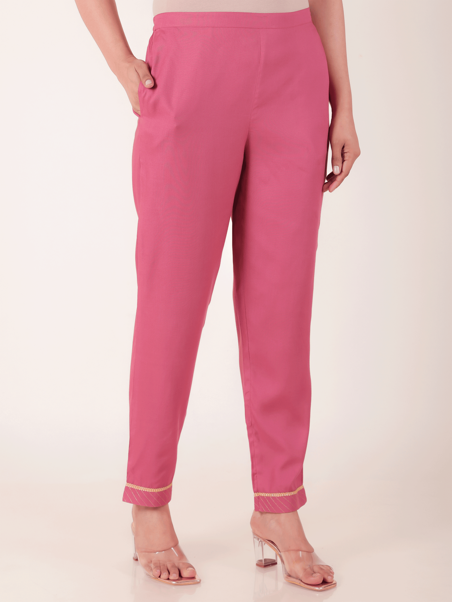 Viscose Solid Straight Pink Kurta
