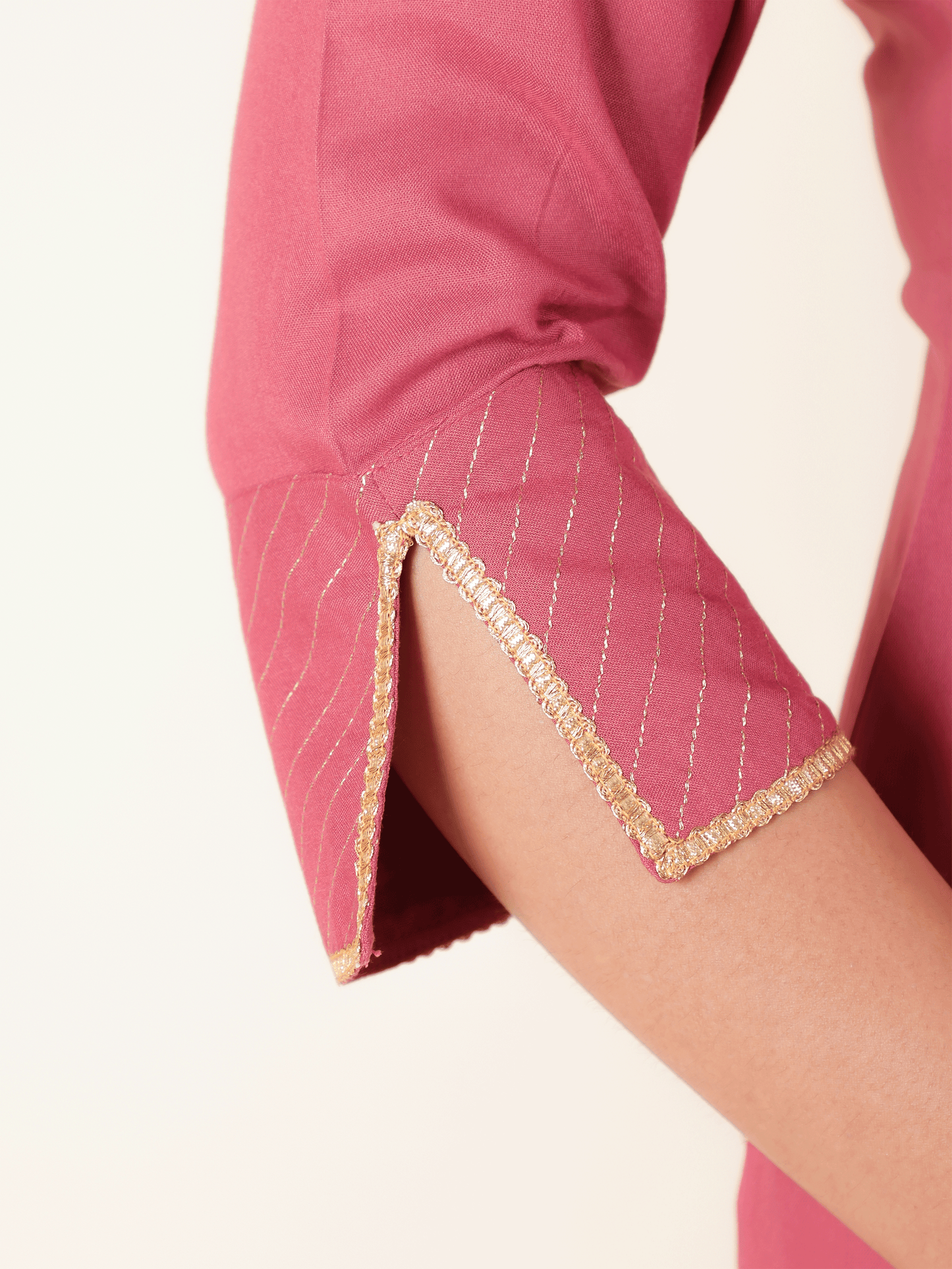Viscose Solid Straight Pink Kurta