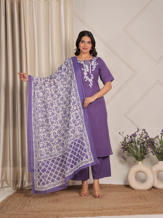 Cotton Voile Floral White Dupatta