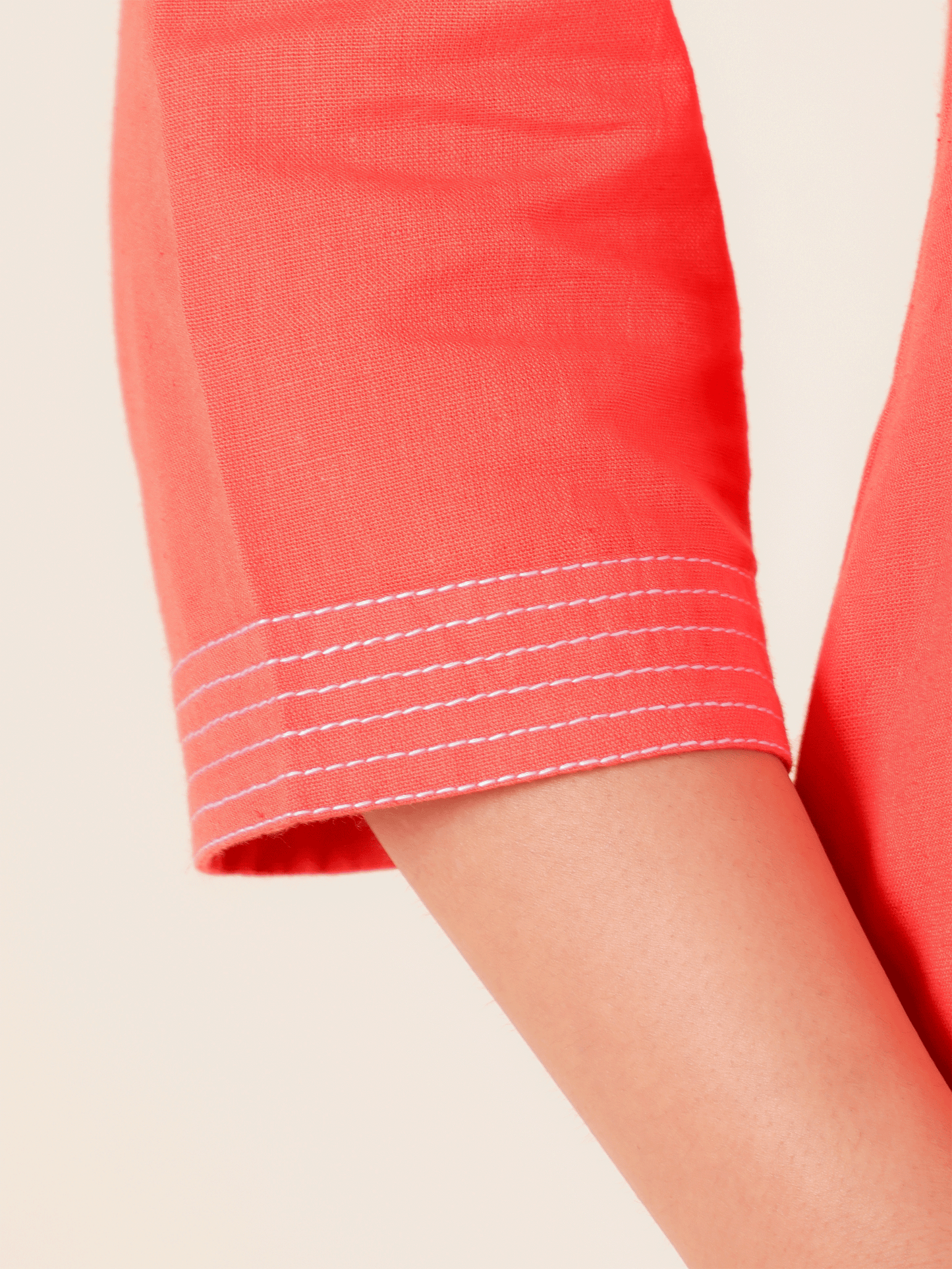 Linen Cotton Solid A-line Orange Kurta