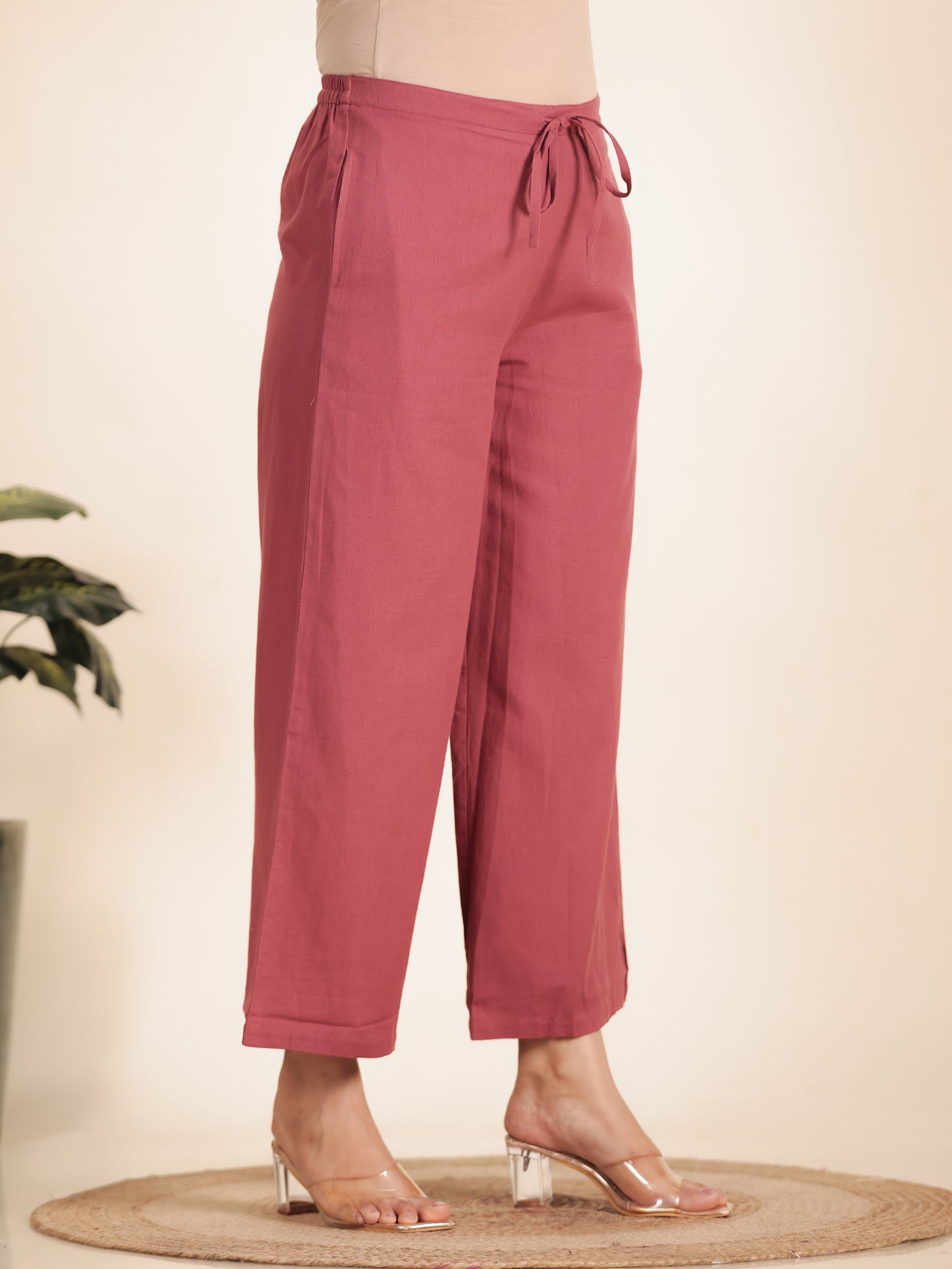 Linen Cotton Solid Cropped Palazzo