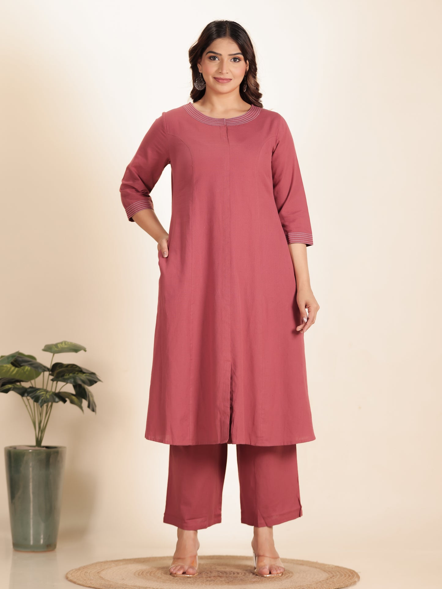 Linen Cotton Solid Kurta