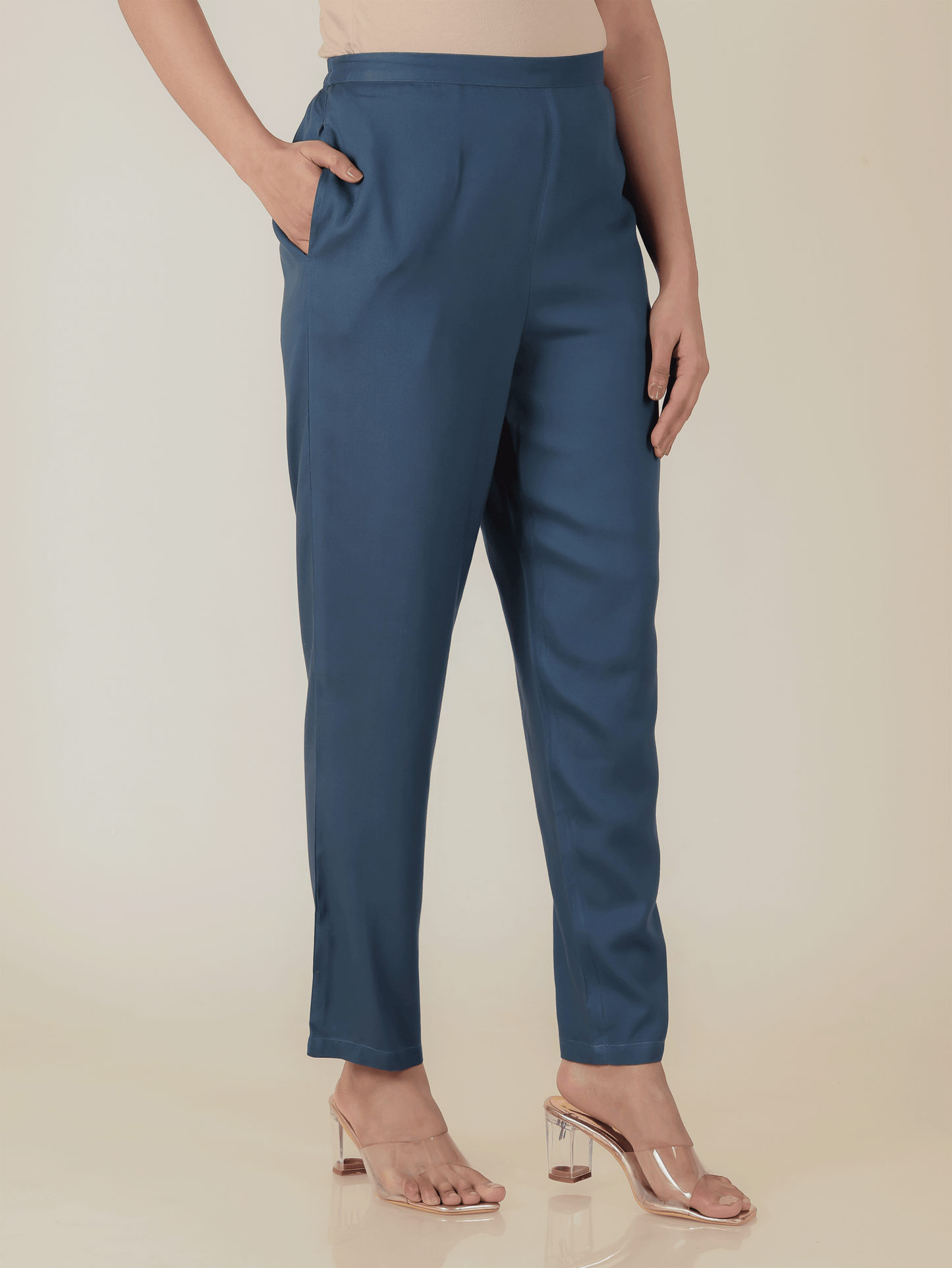 Viscose Solid Straight Blue Kurta