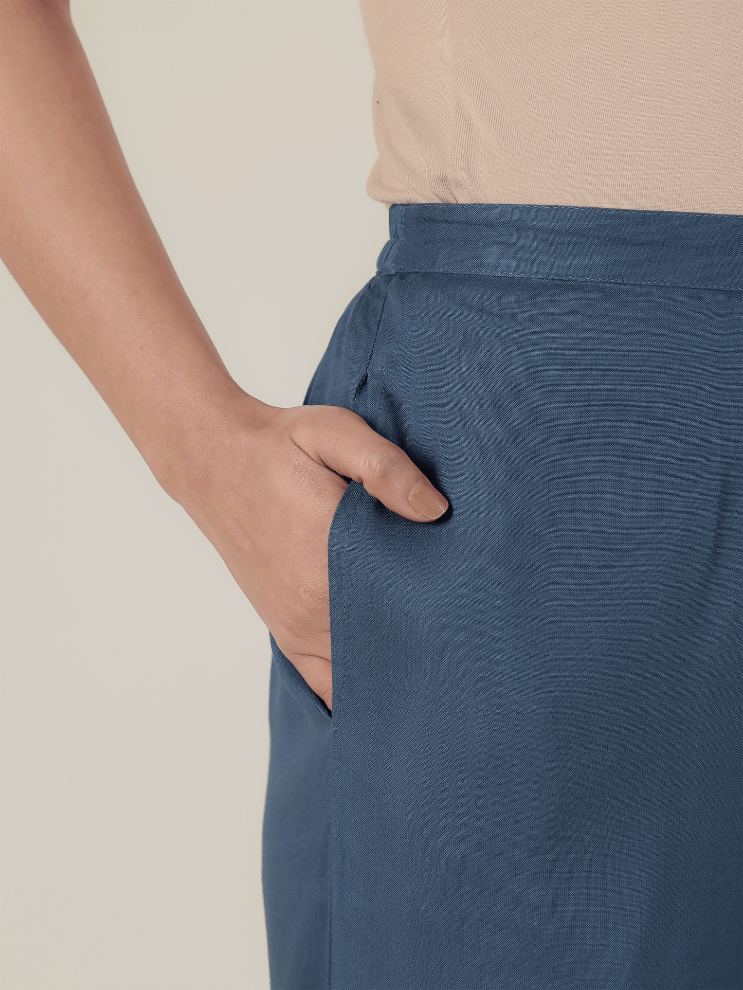 Viscose Solid Straight Blue Kurta
