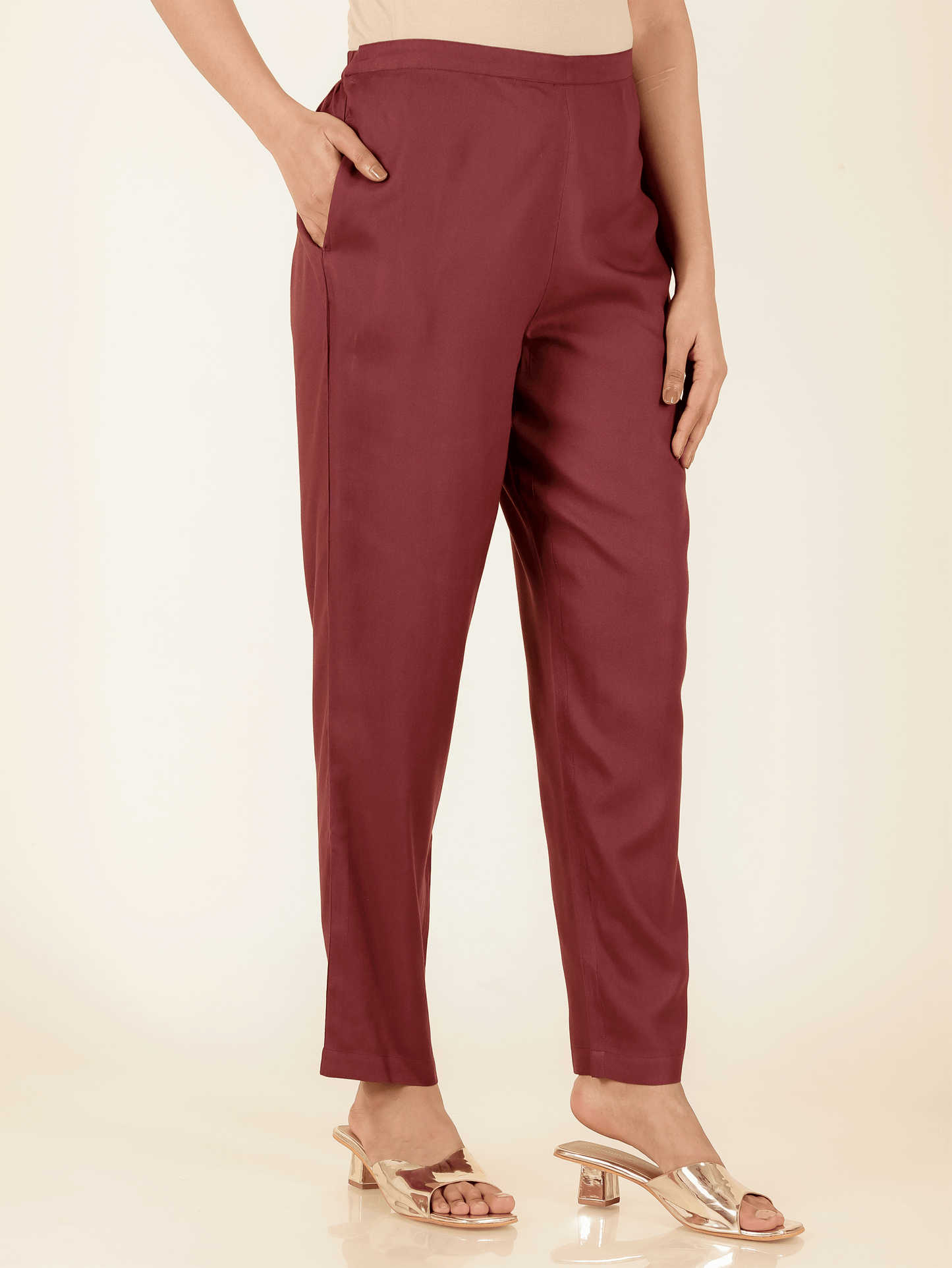 Viscose Solid Straight Maroon Kurta