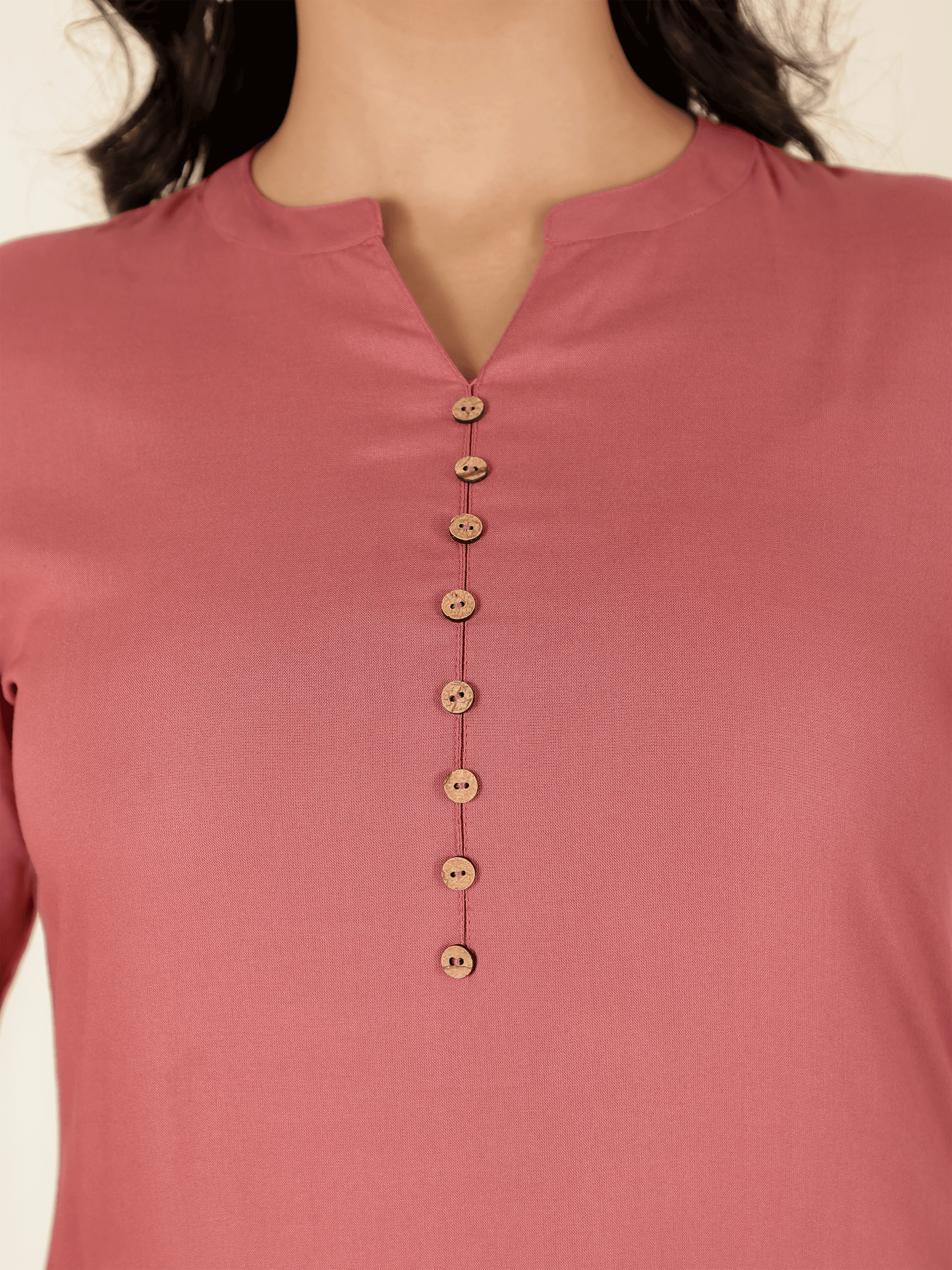 Viscose Solid Straight Pink Kurta