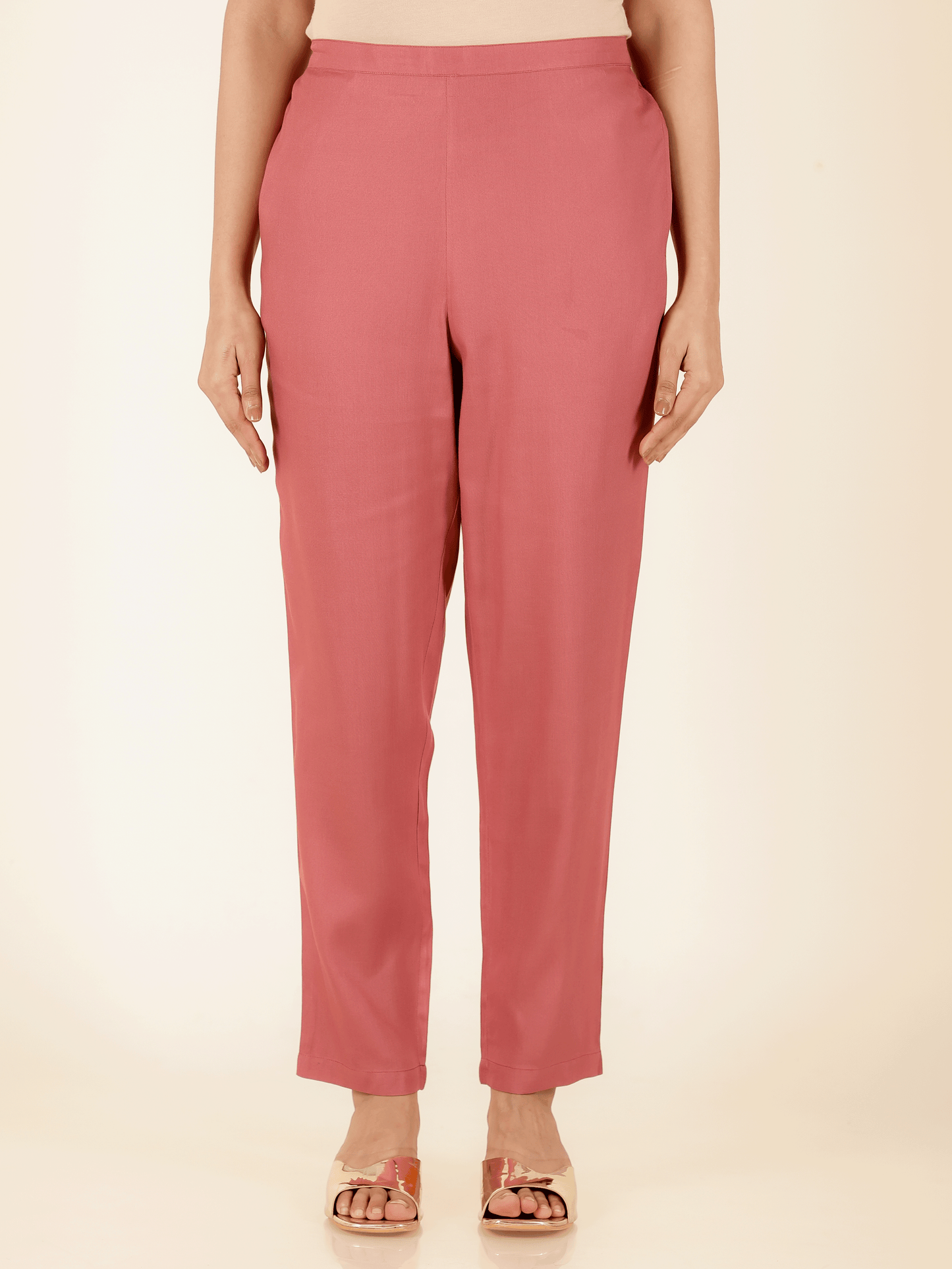 Viscose Solid Straight Pink Kurta
