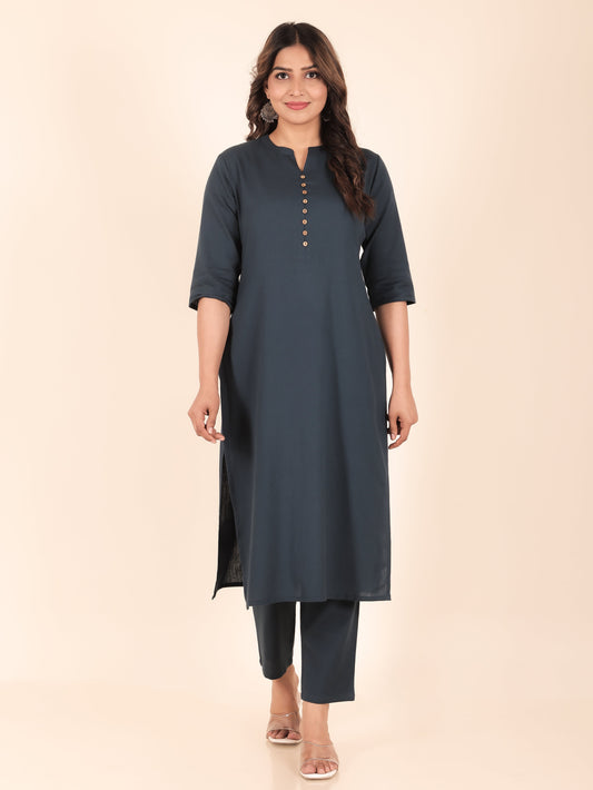 Linen Cotton Solid Kurta