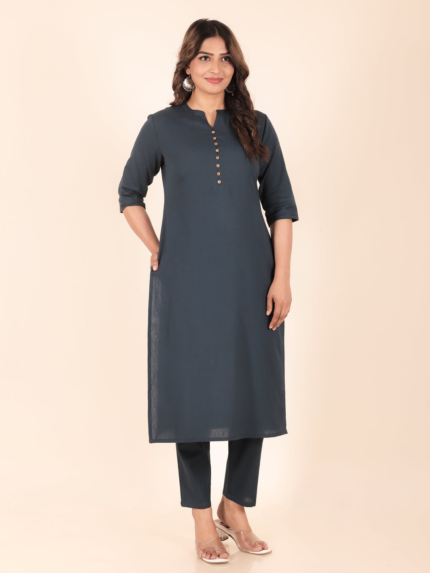 Linen Cotton Solid Kurta