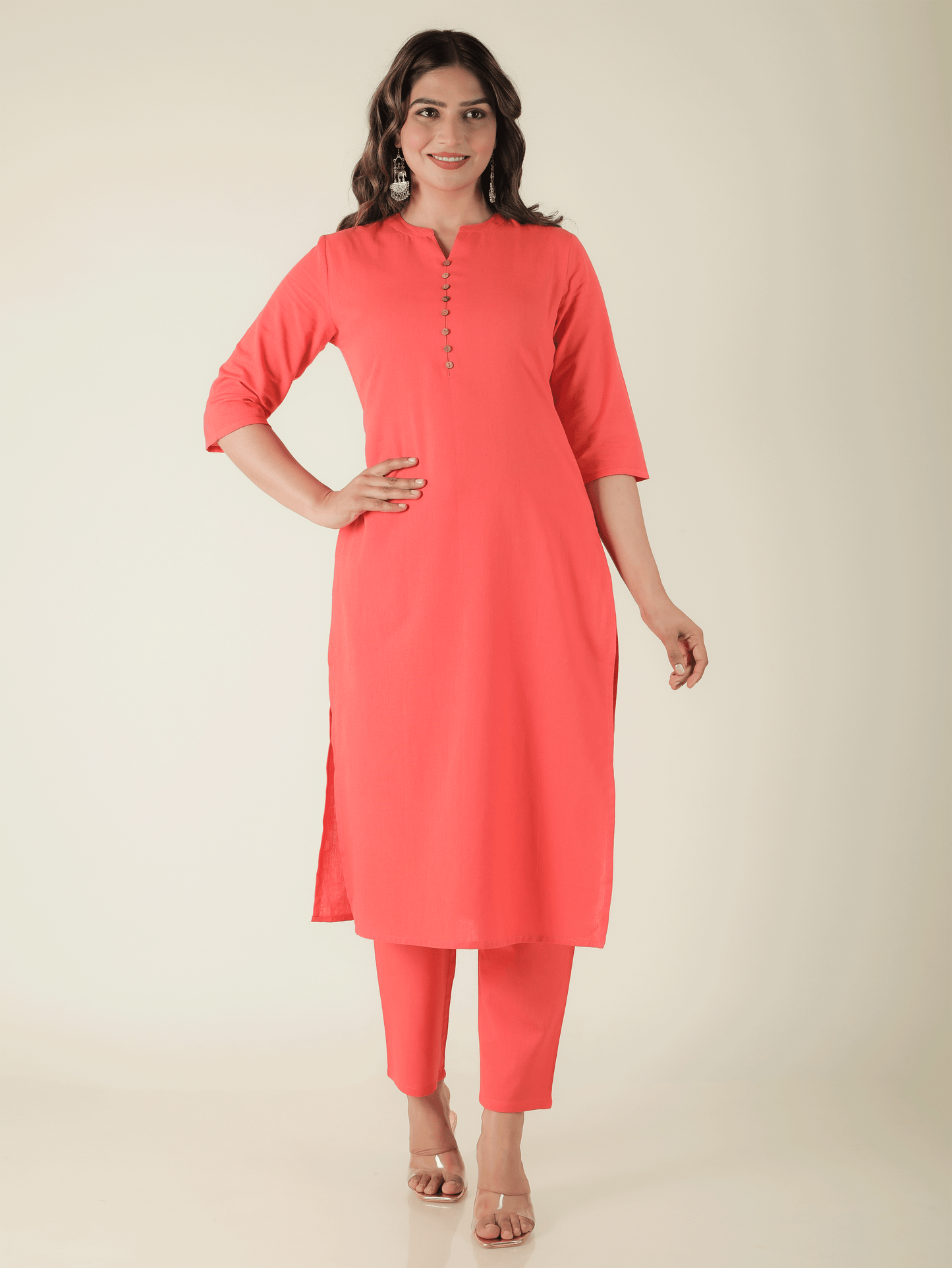 Linen Cotton Solid Kurta