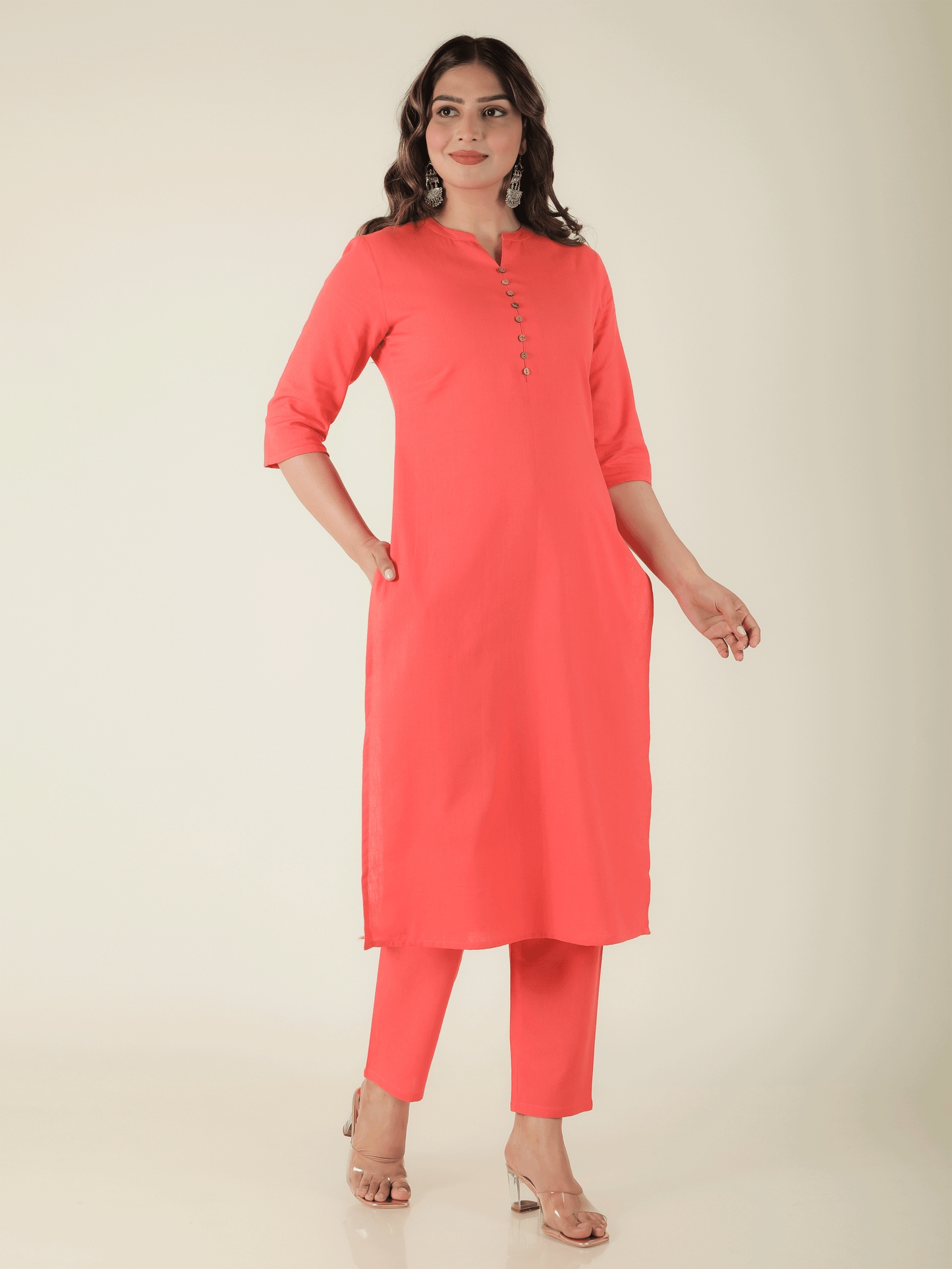 Linen Cotton Solid Kurta