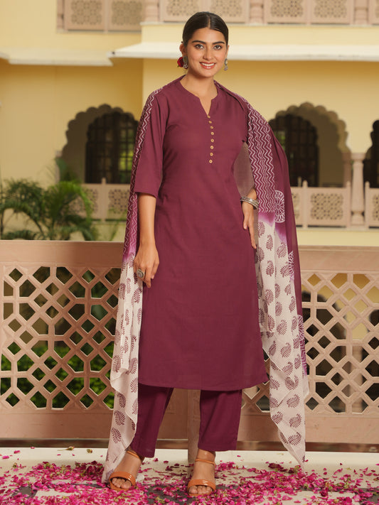 Cotton Voile Geometric Purple Dupatta