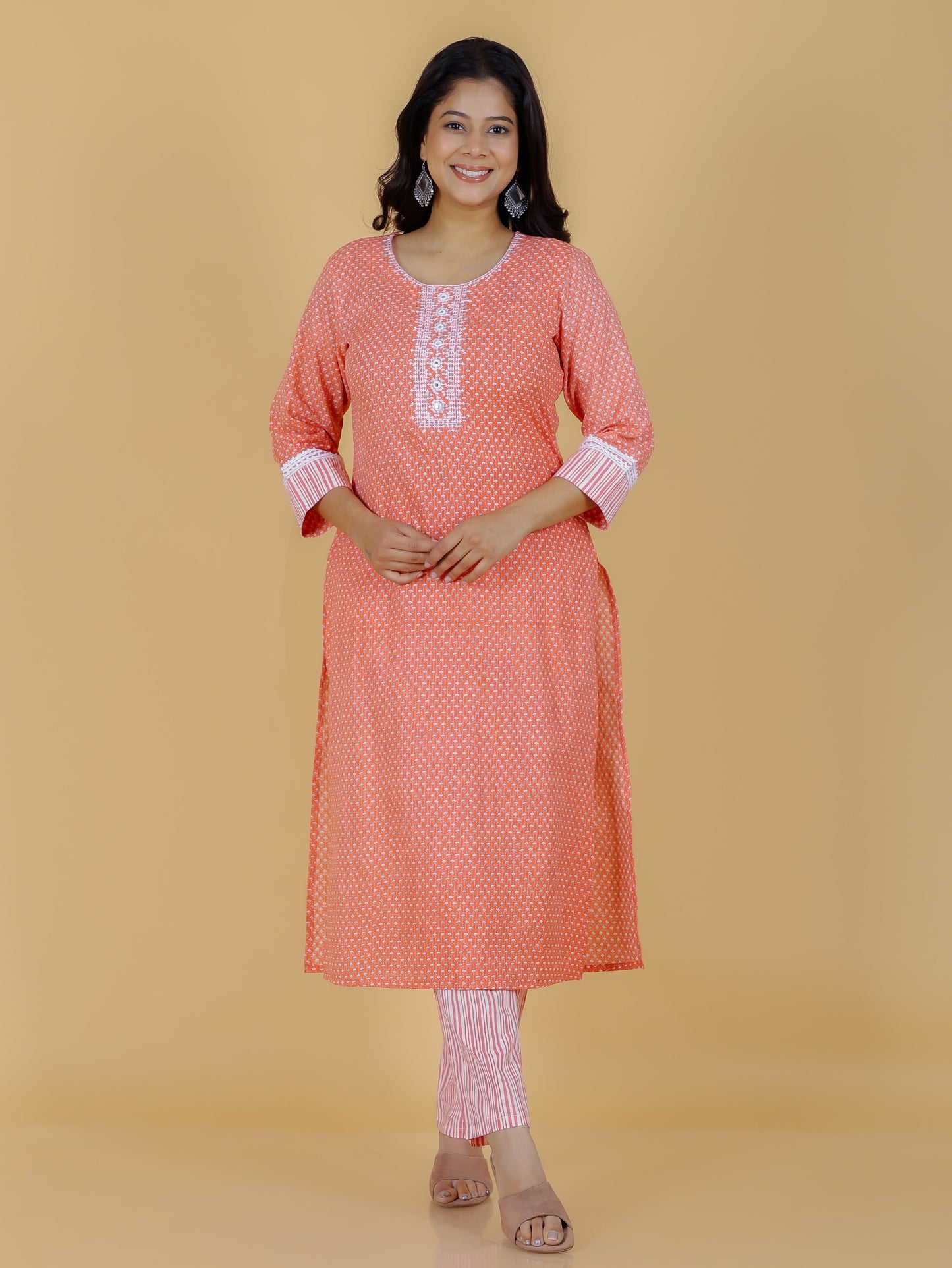 Kantha Cotton Floral Kurta