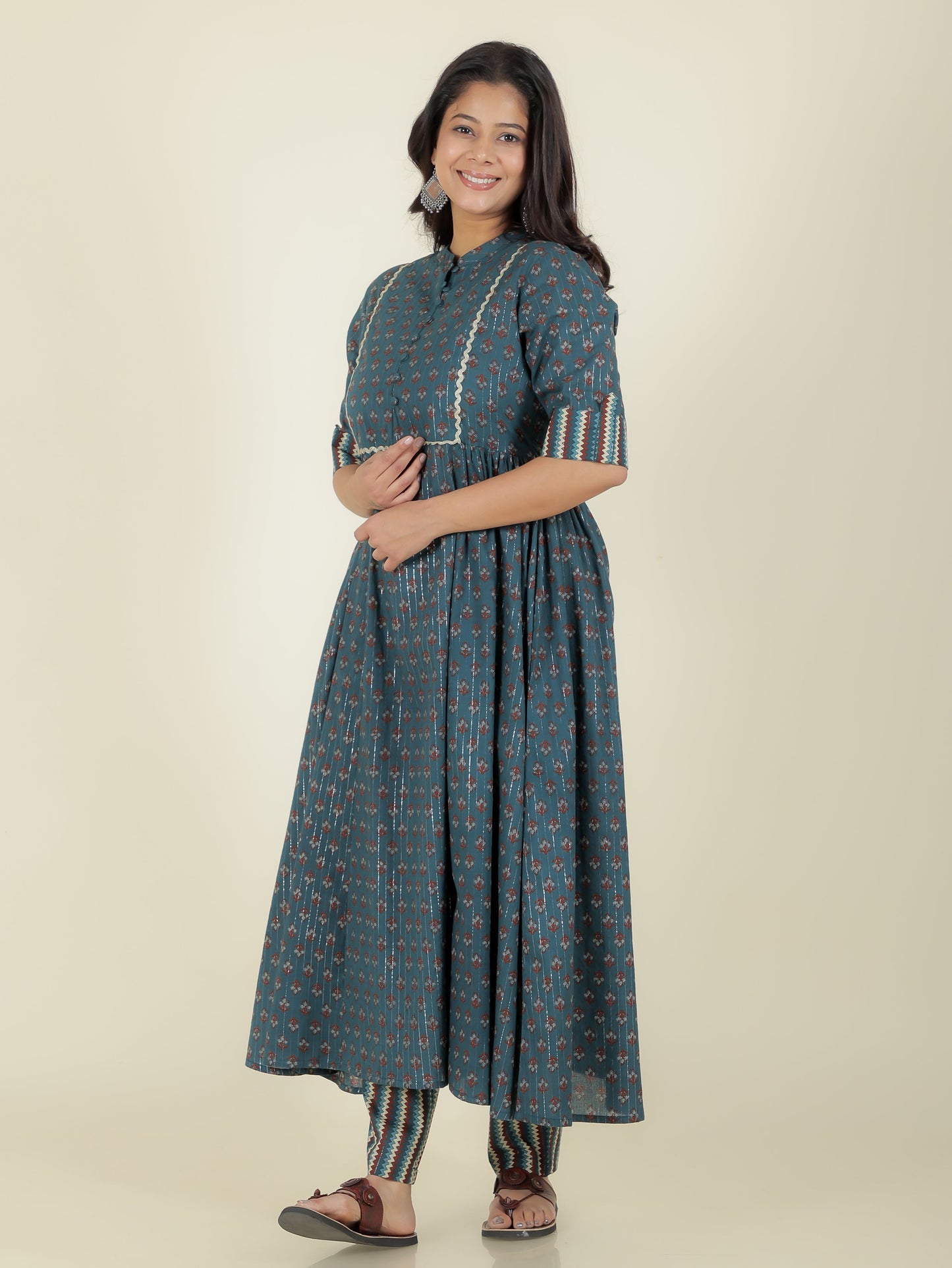 Lurex Cotton Block Kurta