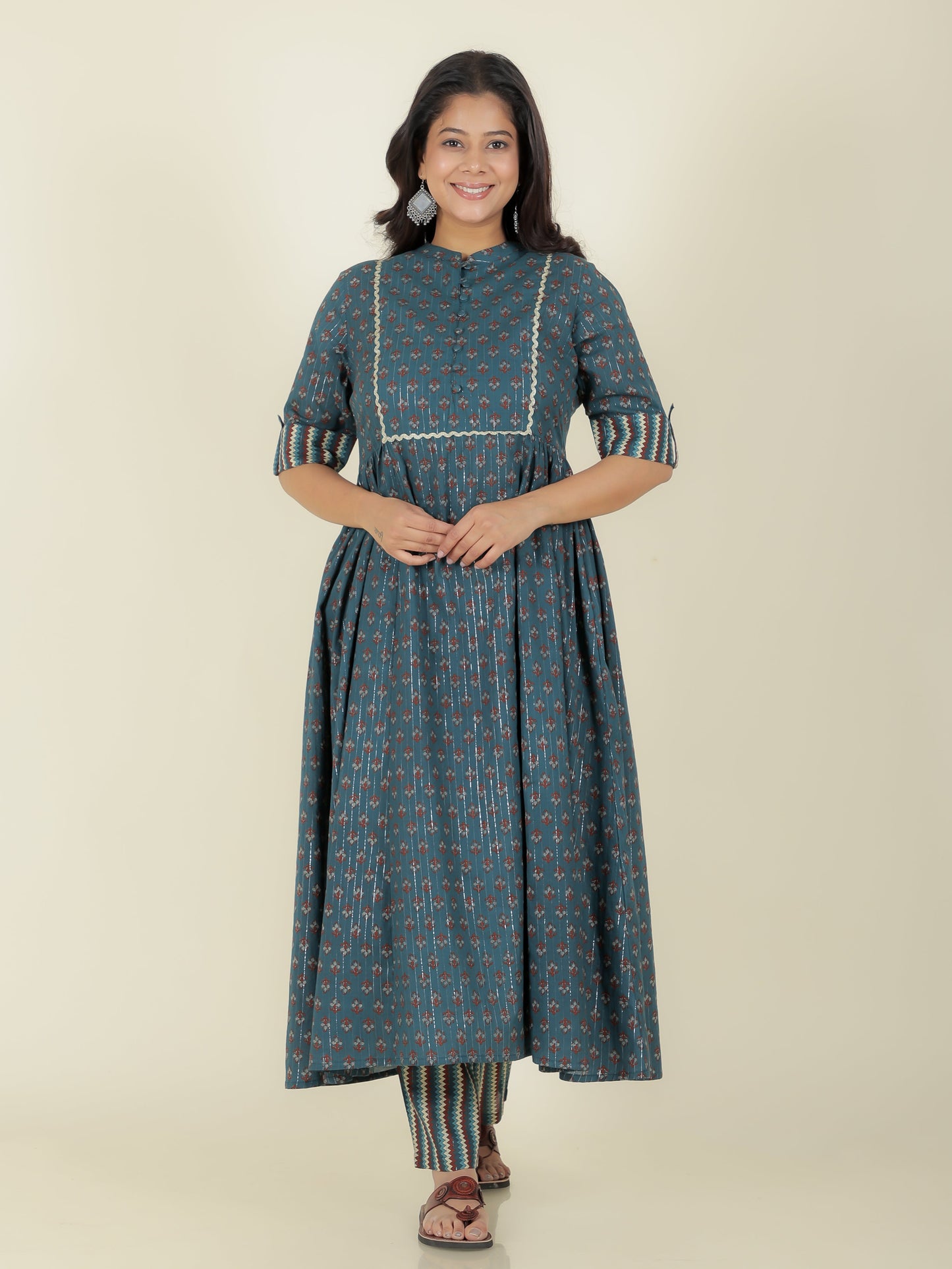 Lurex Cotton Block Kurta