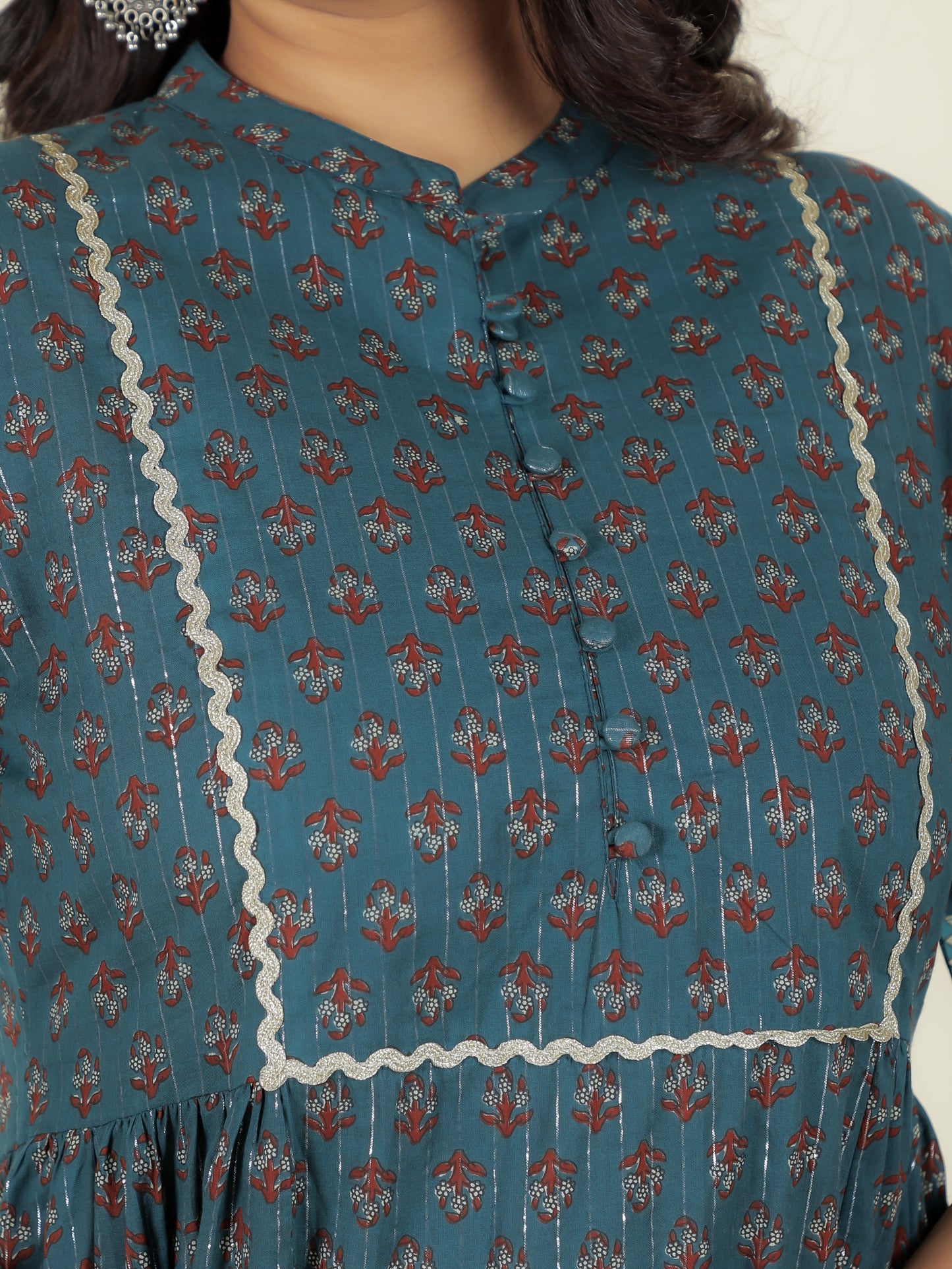 Lurex Cotton Block Kurta