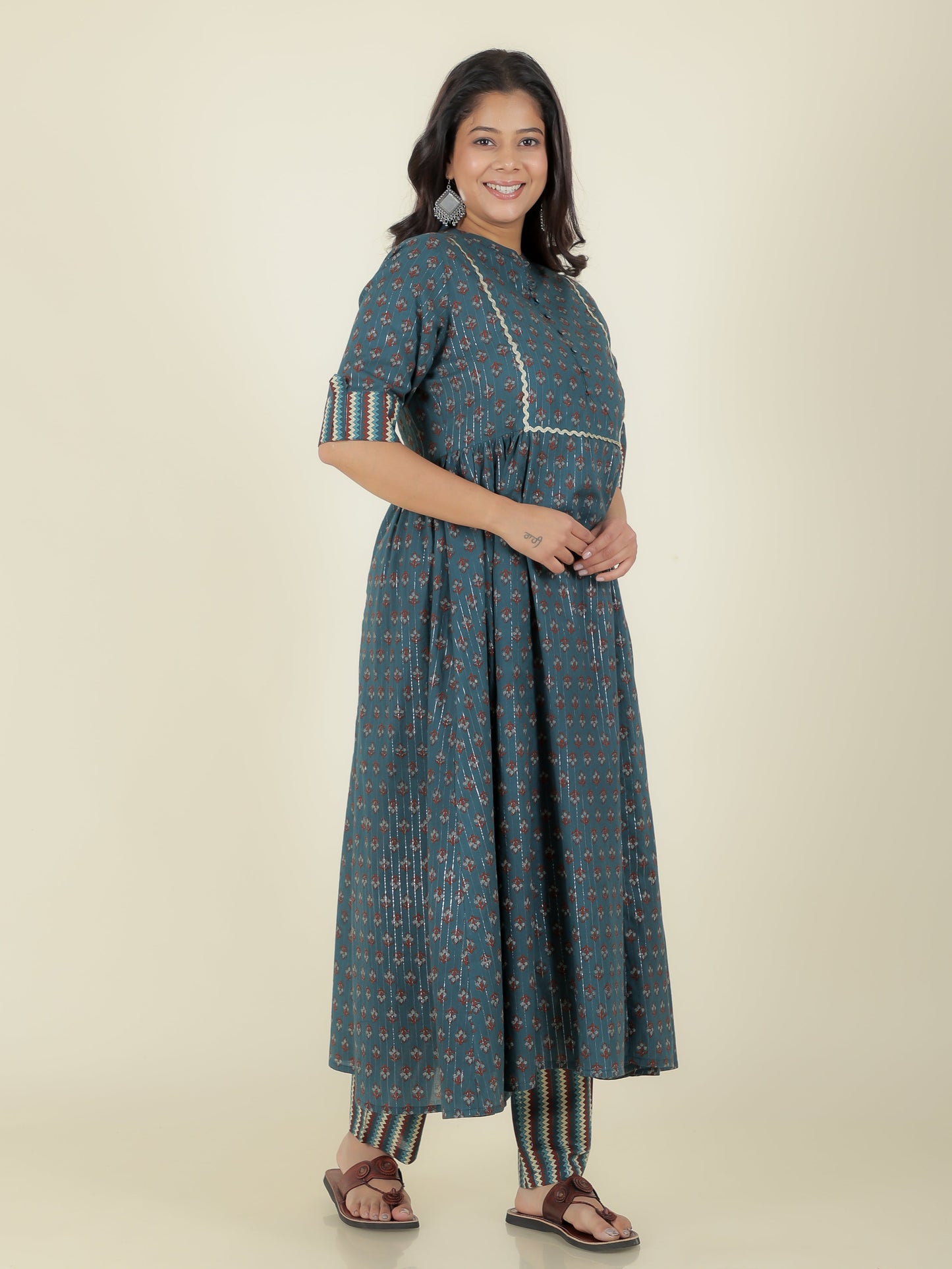 Lurex Cotton Block Kurta