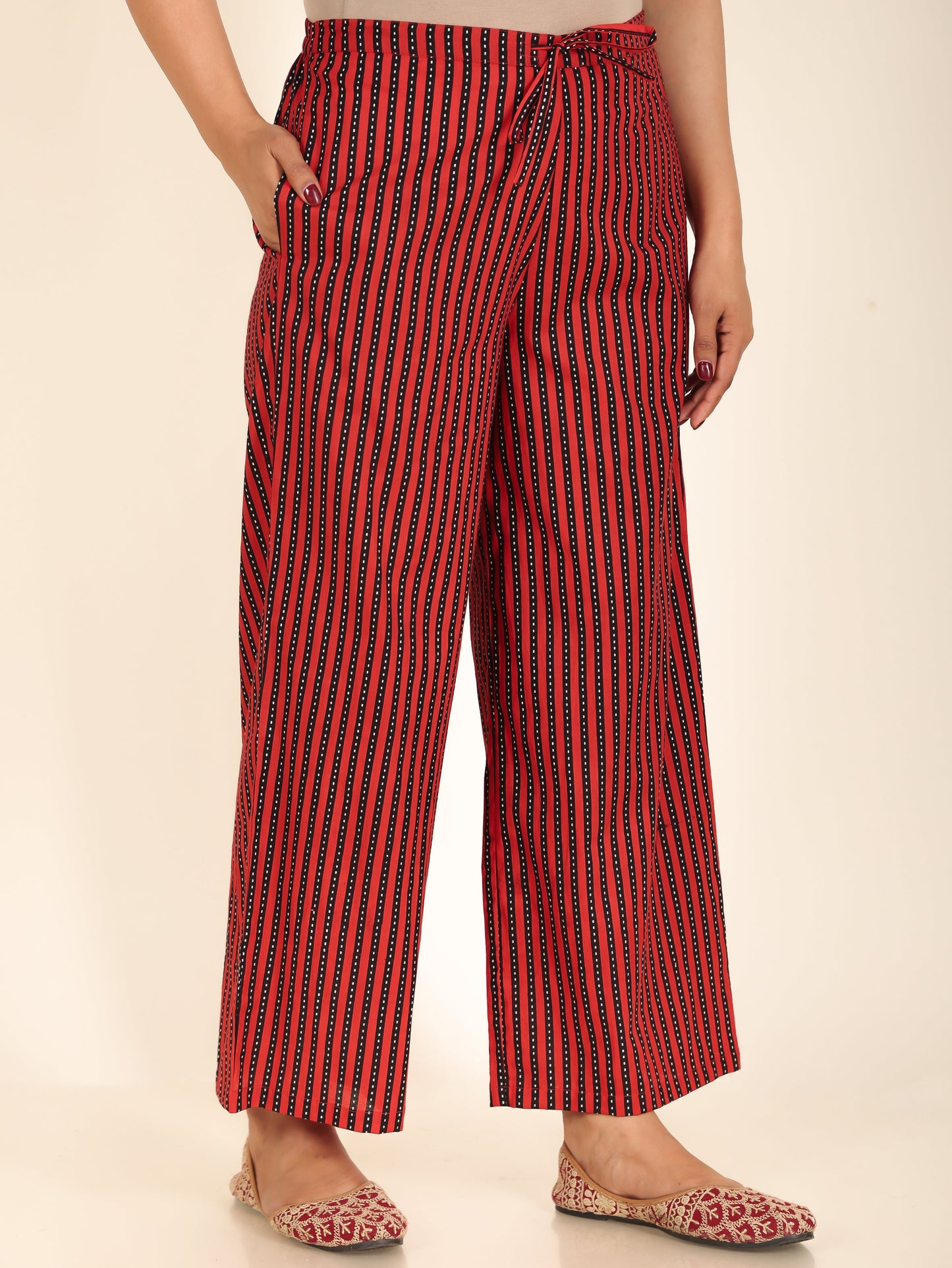 Soft Cotton Striped Palazzo