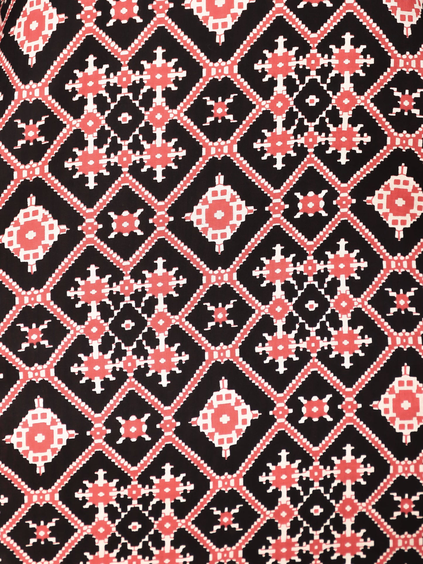 Soft Cotton Ikat Straight Black Kurta