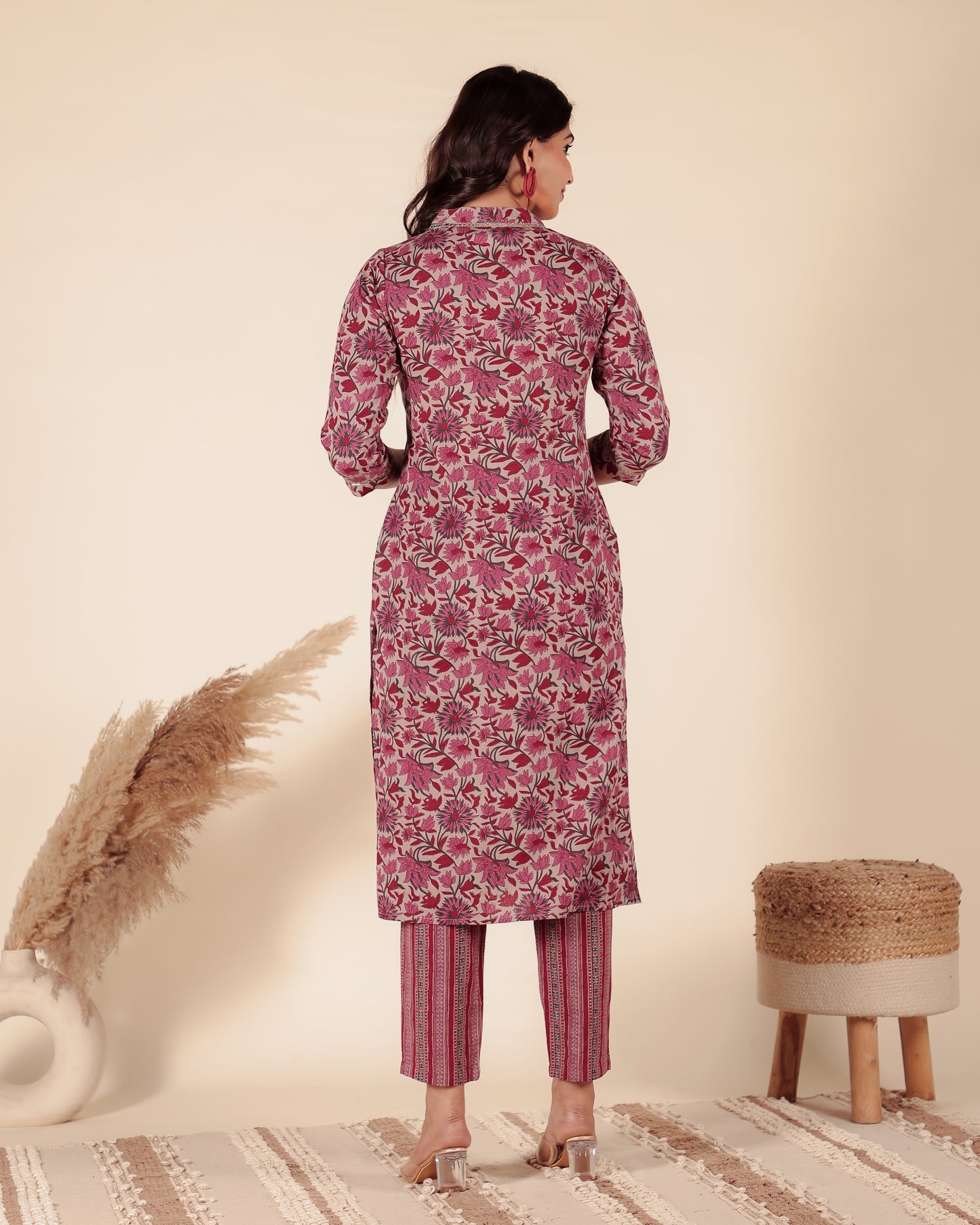 Linen Cotton Floral Kurta