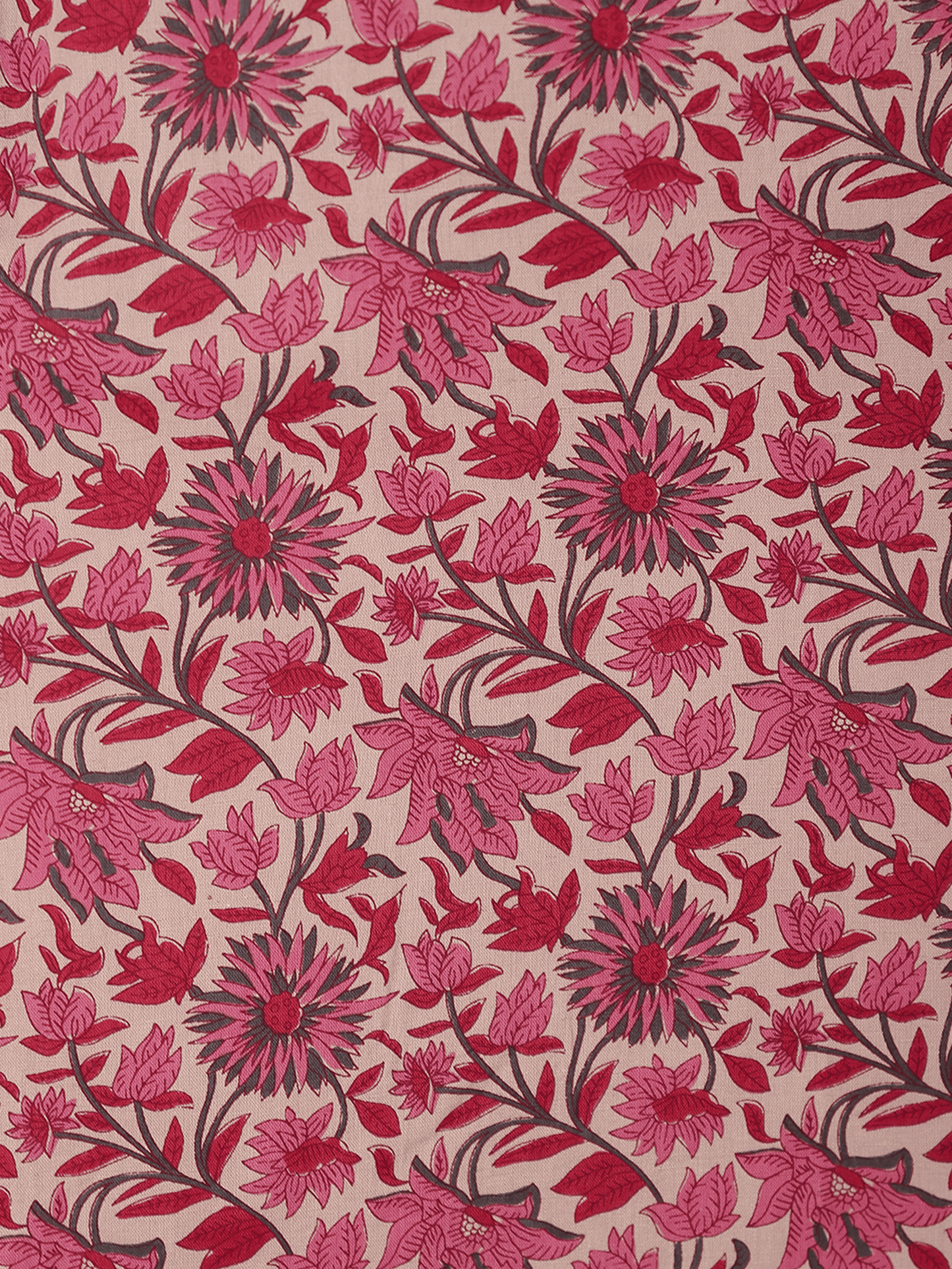 Linen Cotton Floral Straight Maroon Kurta