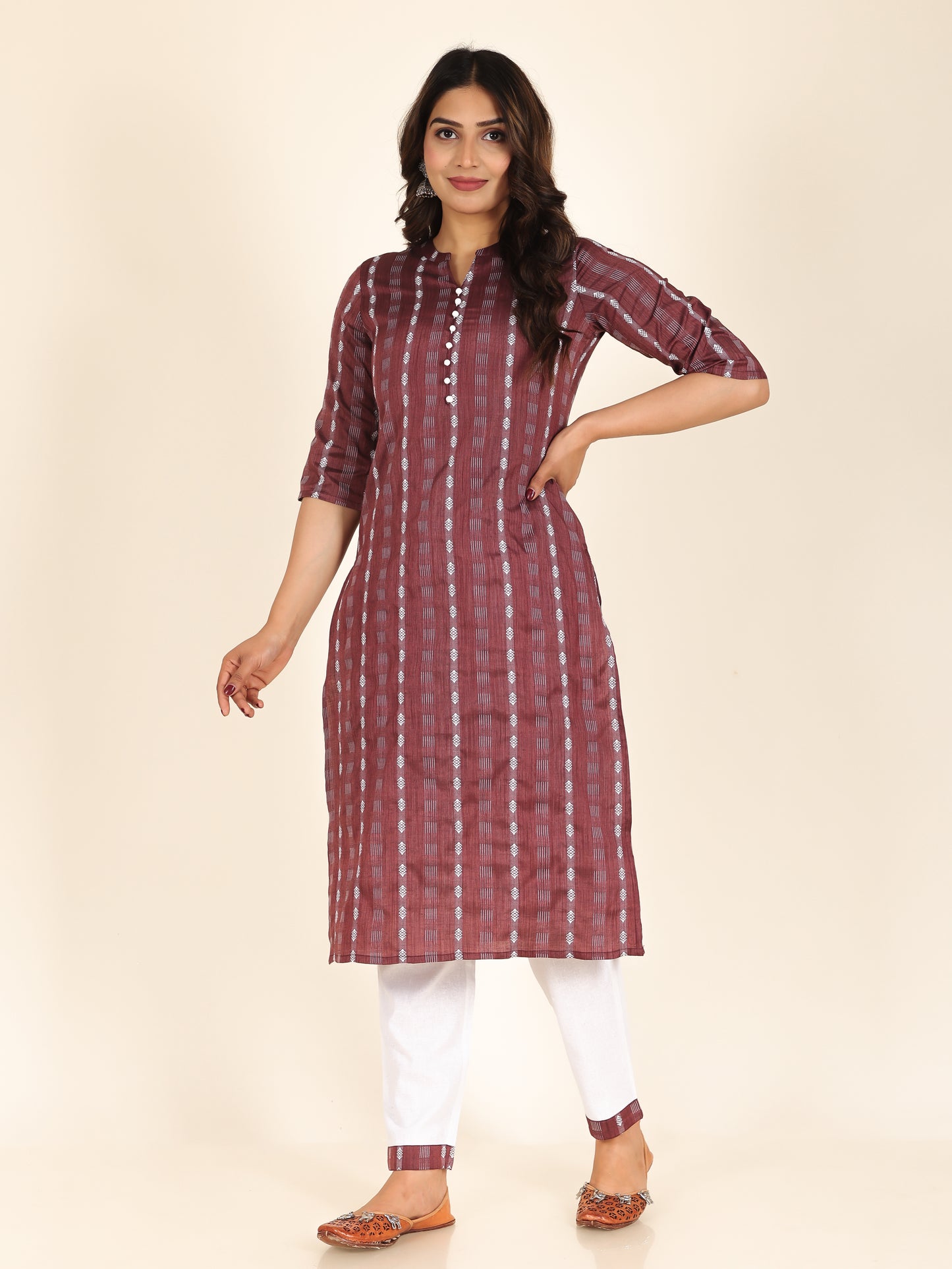 Blend Cotton Self Design Kurta