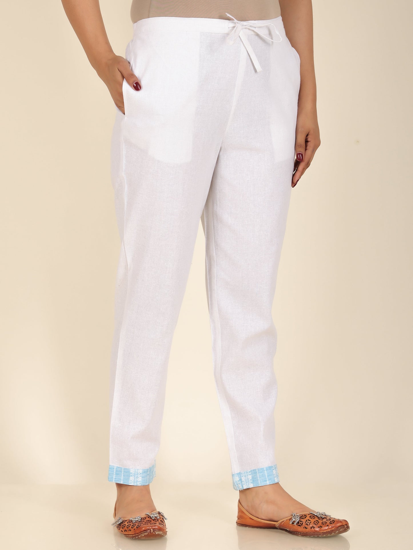 Blend Cotton Self Design A-line Blue Kurta