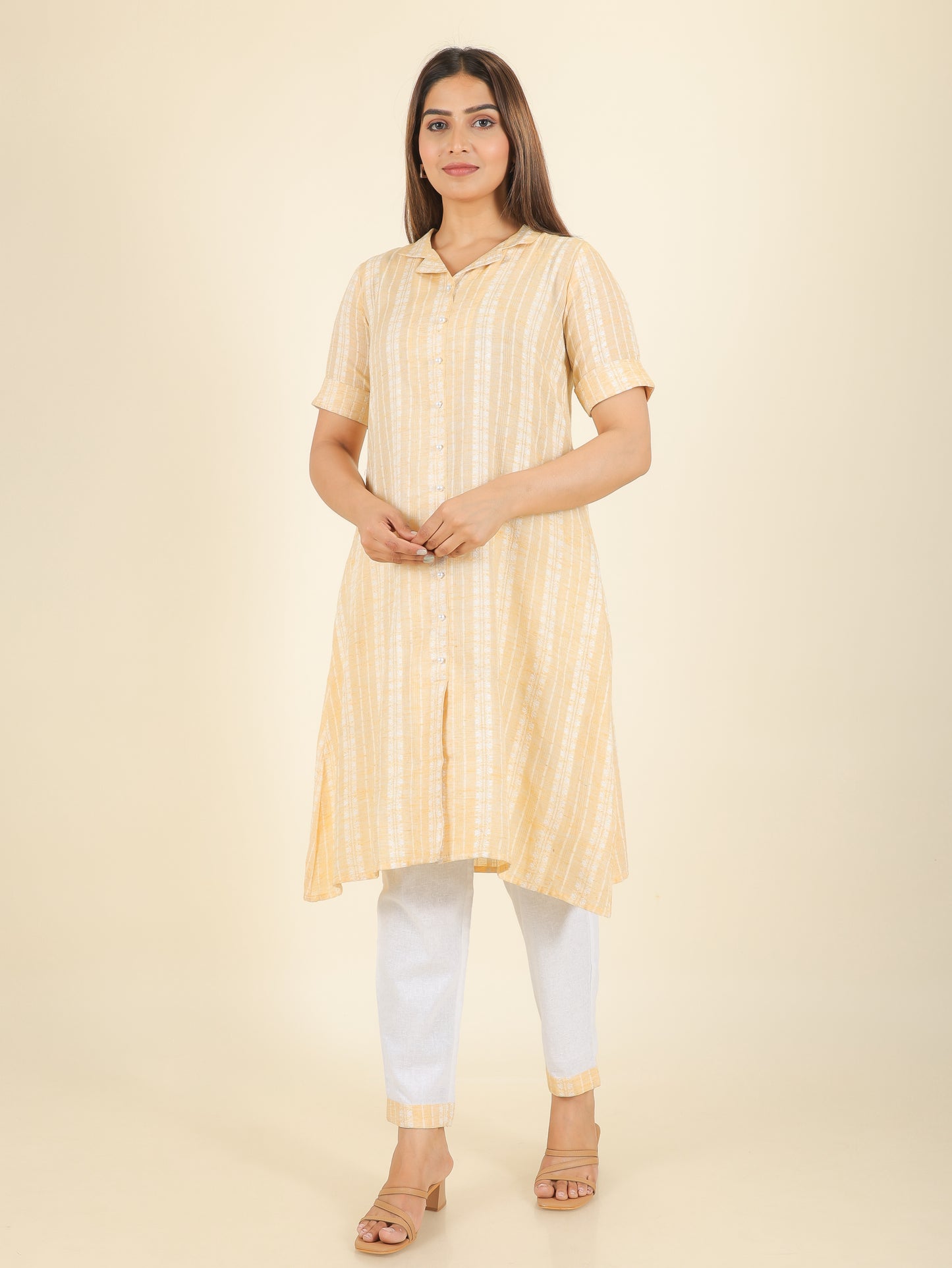 Blend Cotton Self Design Kurta