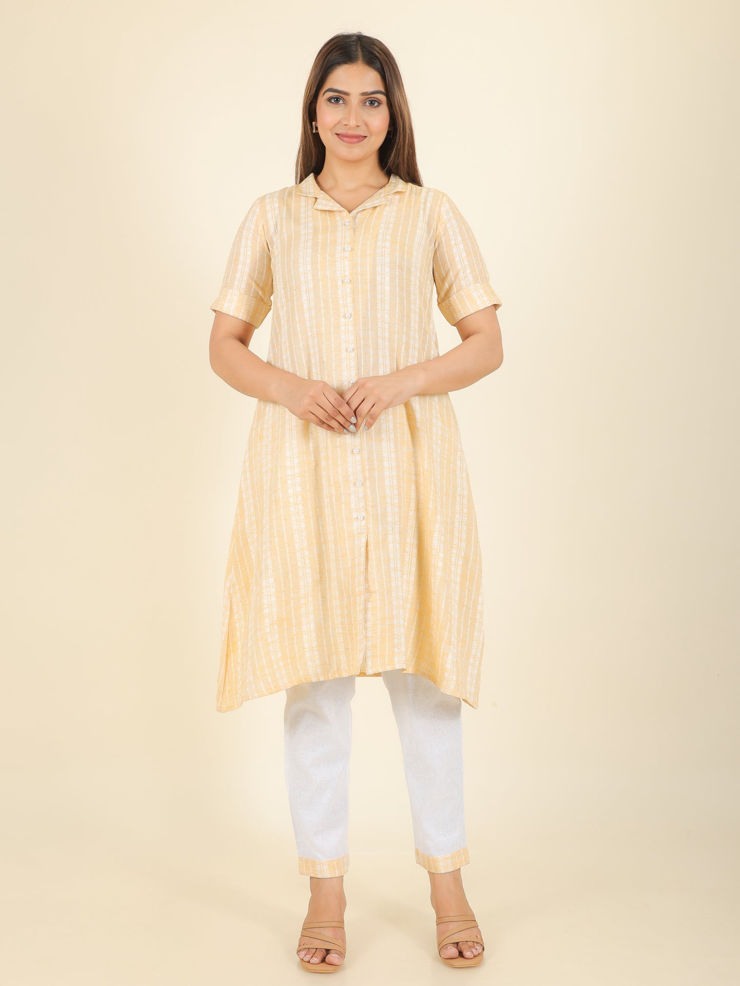 Blend Cotton Self Design Kurta