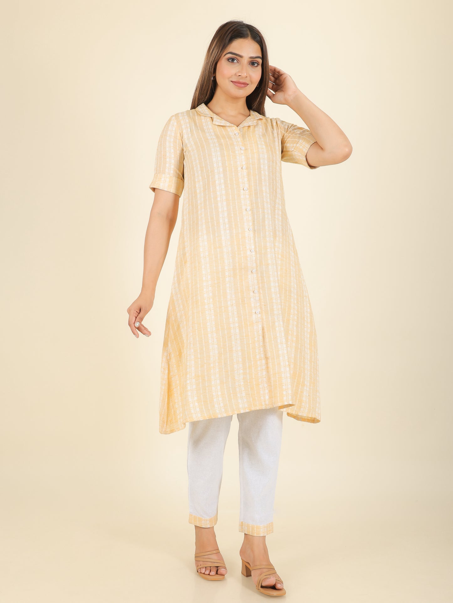 Blend Cotton Self Design Kurta