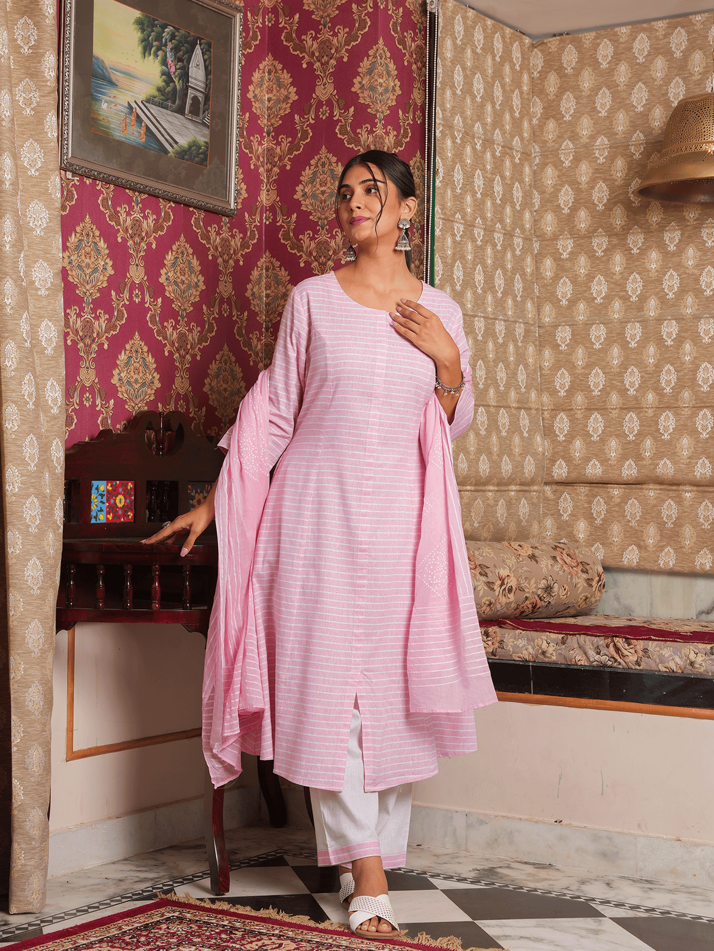 Blend Cotton Striped Kurta