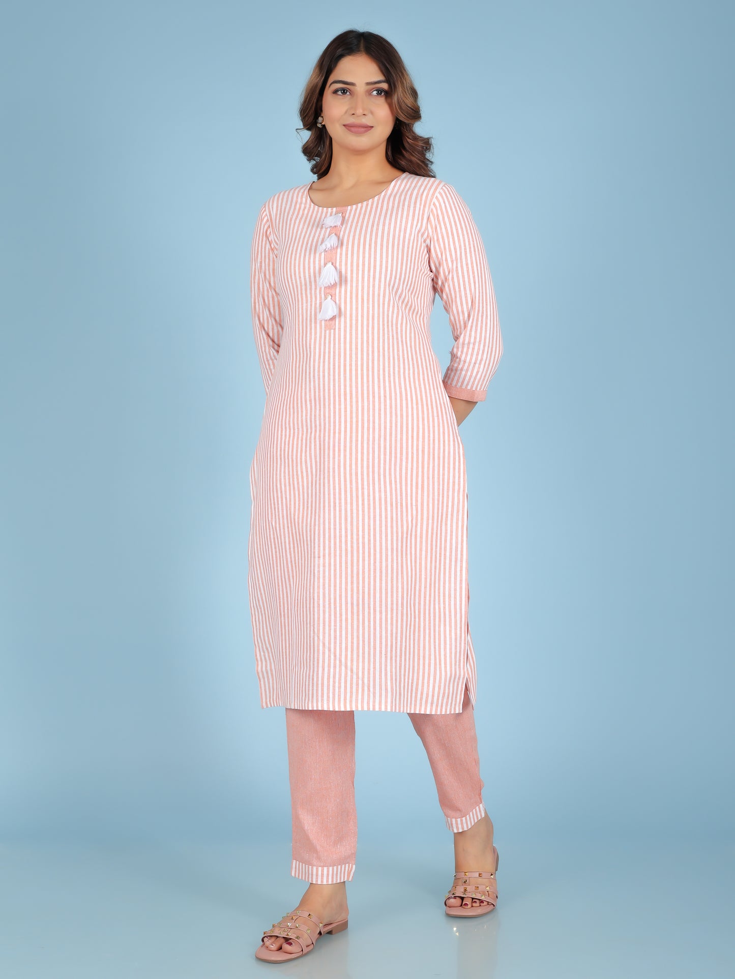 Blend Cotton Woven Design Kurta