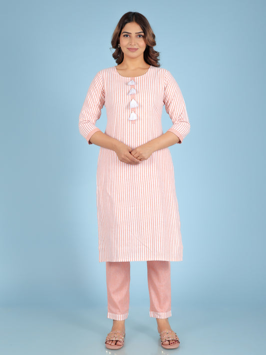 Blend Cotton Woven Design Kurta