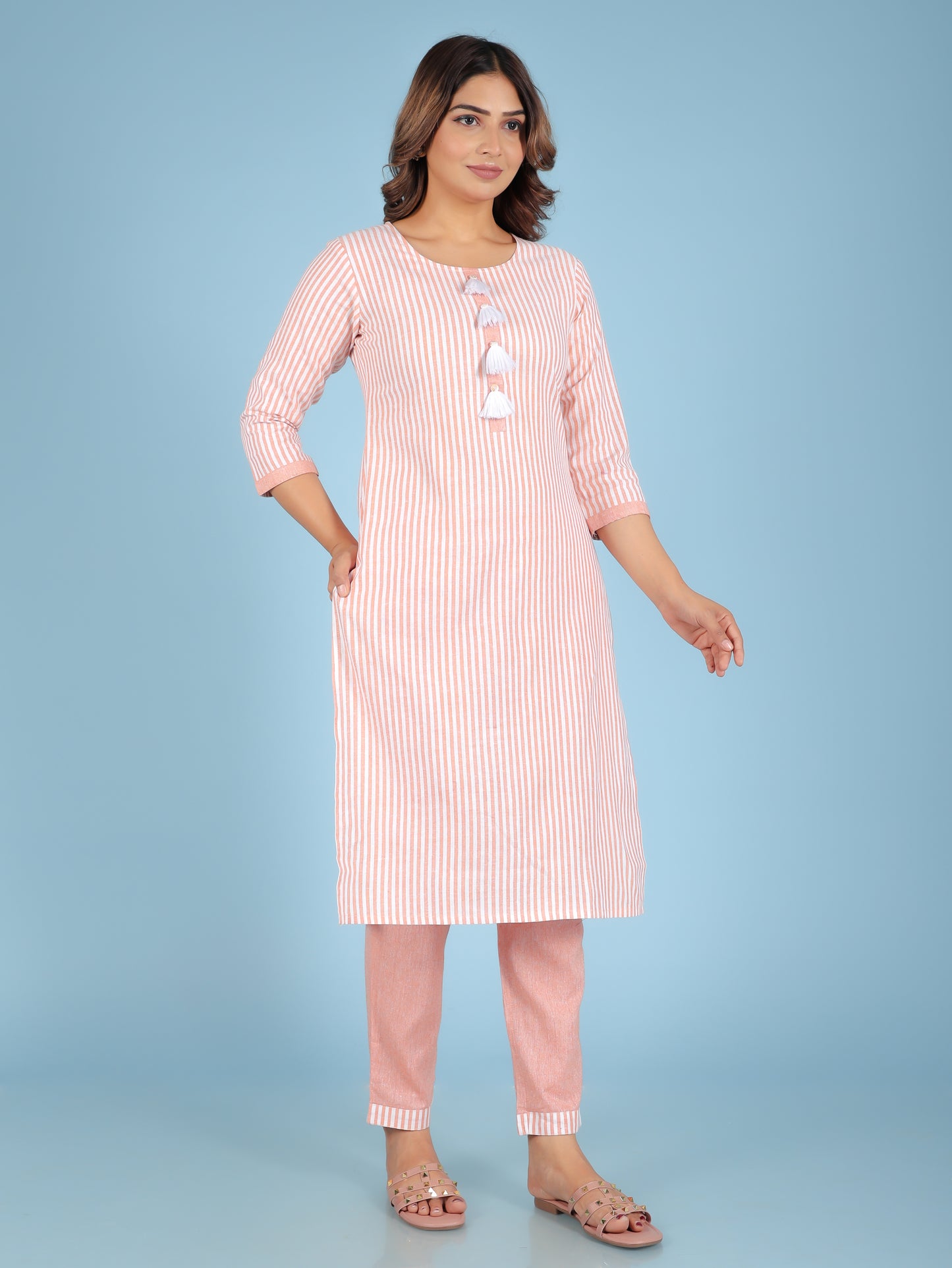 Blend Cotton Woven Design Kurta