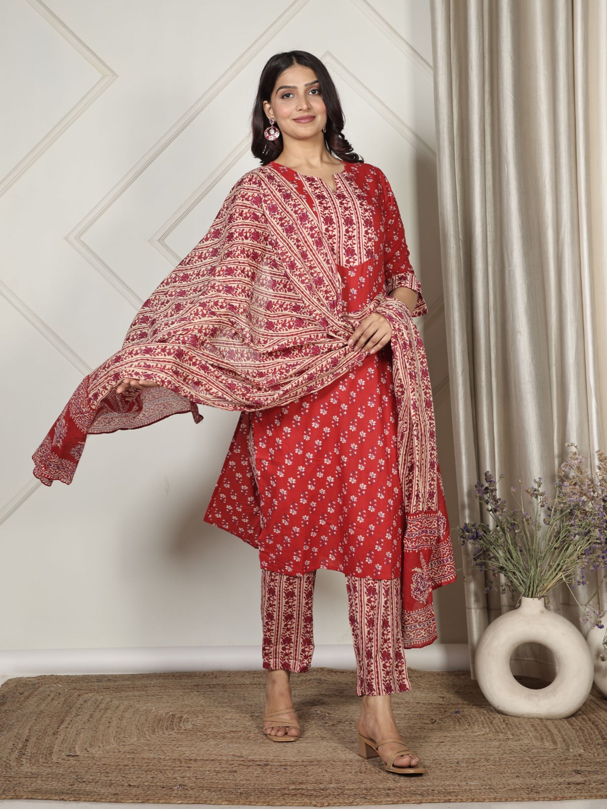 Cotton Voile Striped Beige Dupatta