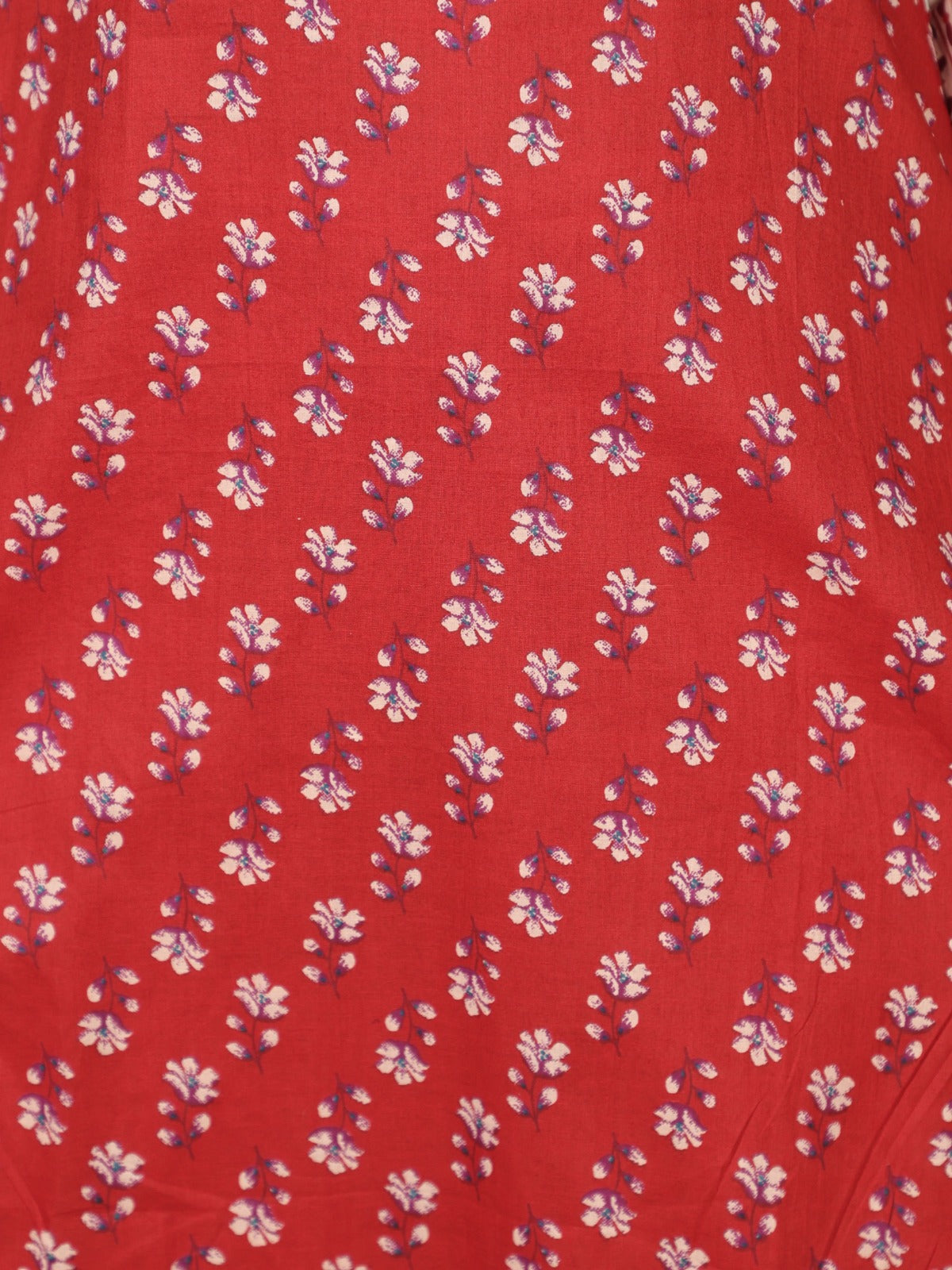 Soft Cotton Block Print Straight Red Kurta