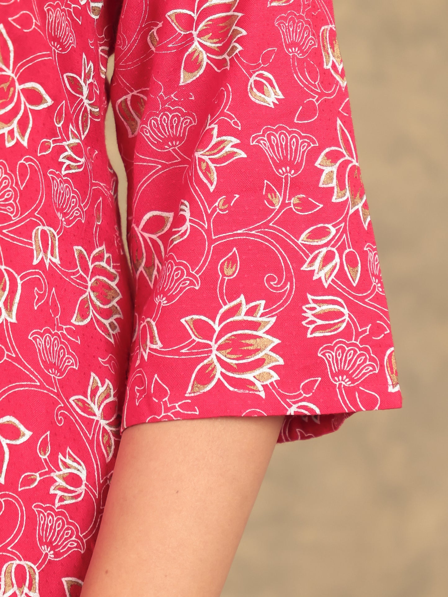Viscose Floral Straight Red Kurta