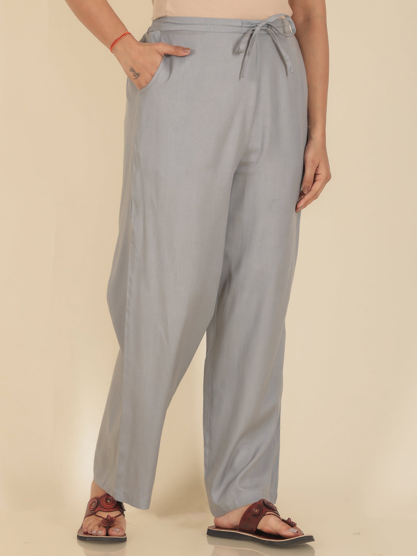 Viscose Floral Straight Grey Kurta