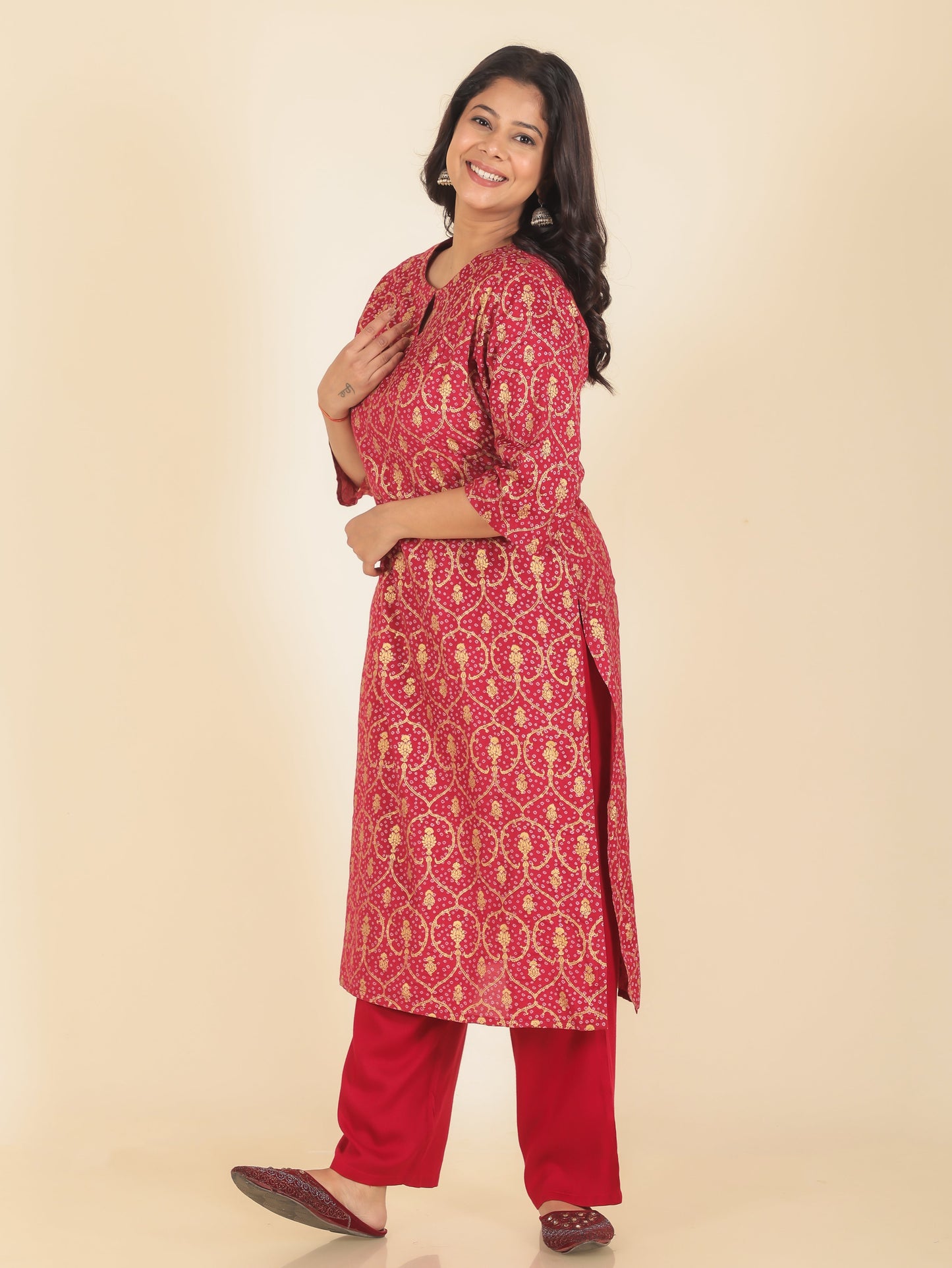 Satin Floral Kurta