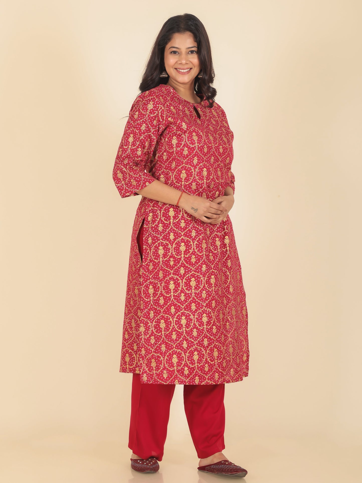 Satin Floral Kurta