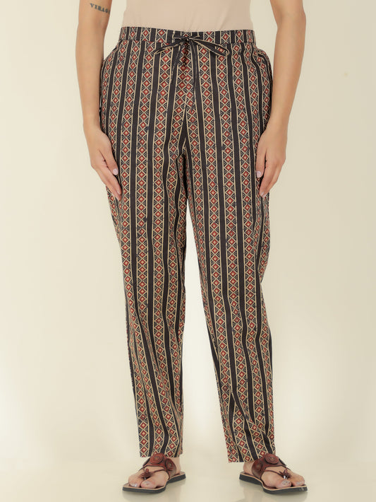 Soft Cotton Ajrakh Black Palazzo