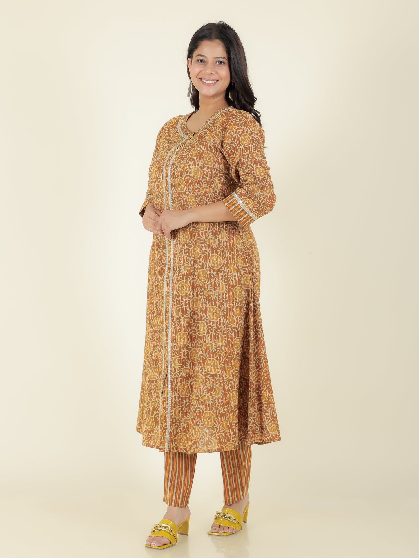 Kantha Cotton Floral Kurta